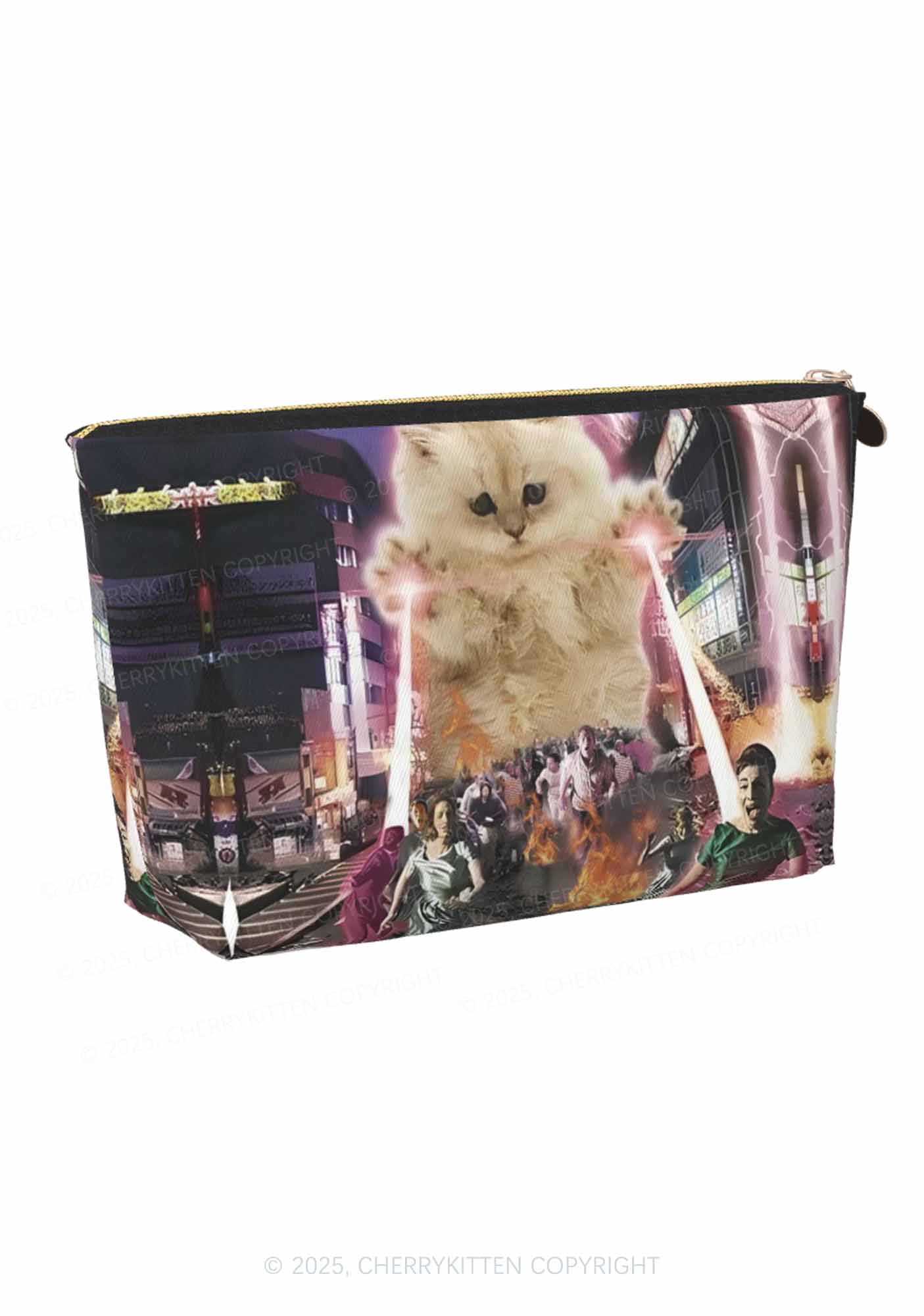 Super Power Kitten Y2K Leather Makeup Bag Cherrykitten - Image 3