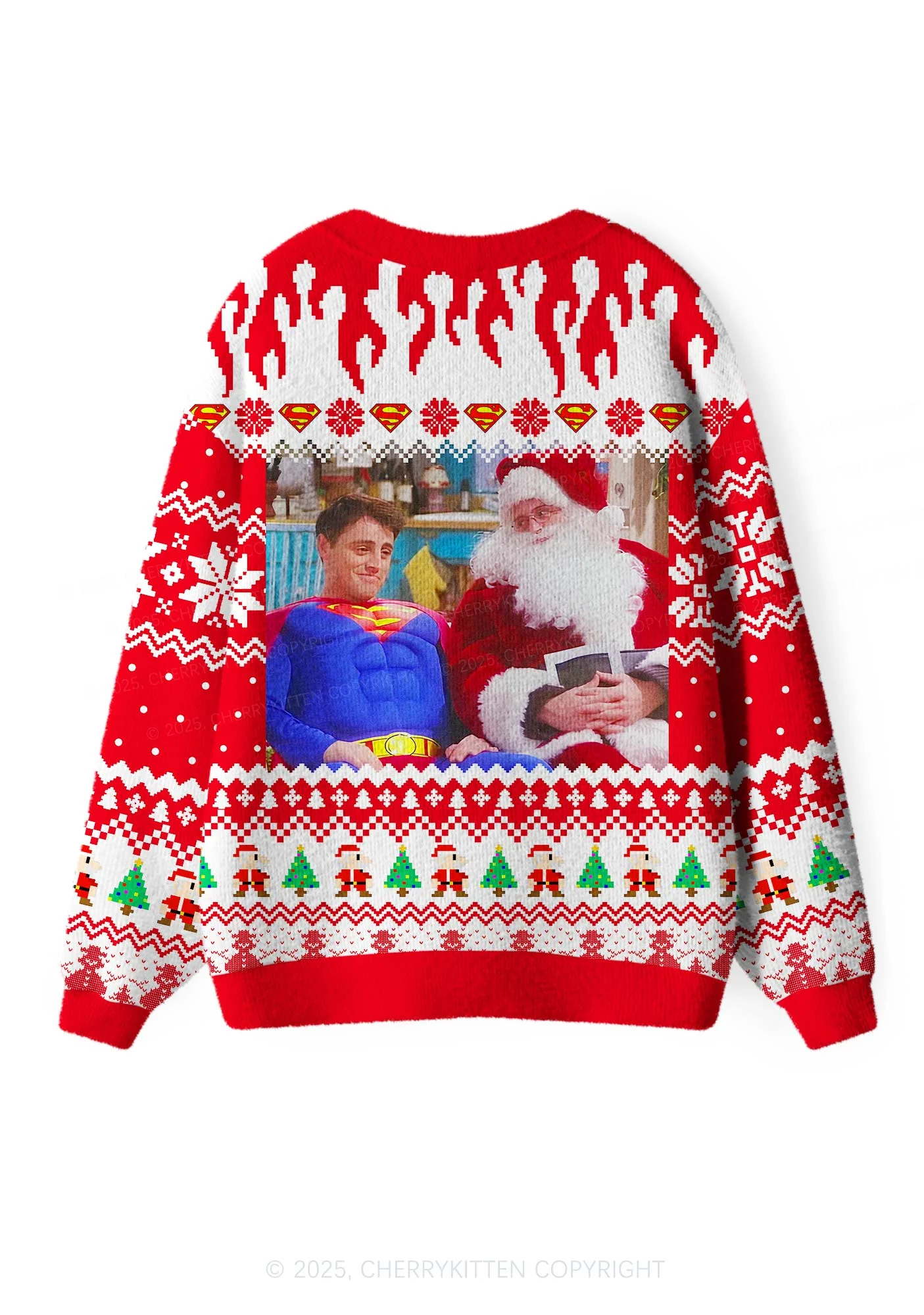 Super Santa Y2K Christmas Cardigan Knit Sweatshirt Cherrykitten - Image 3