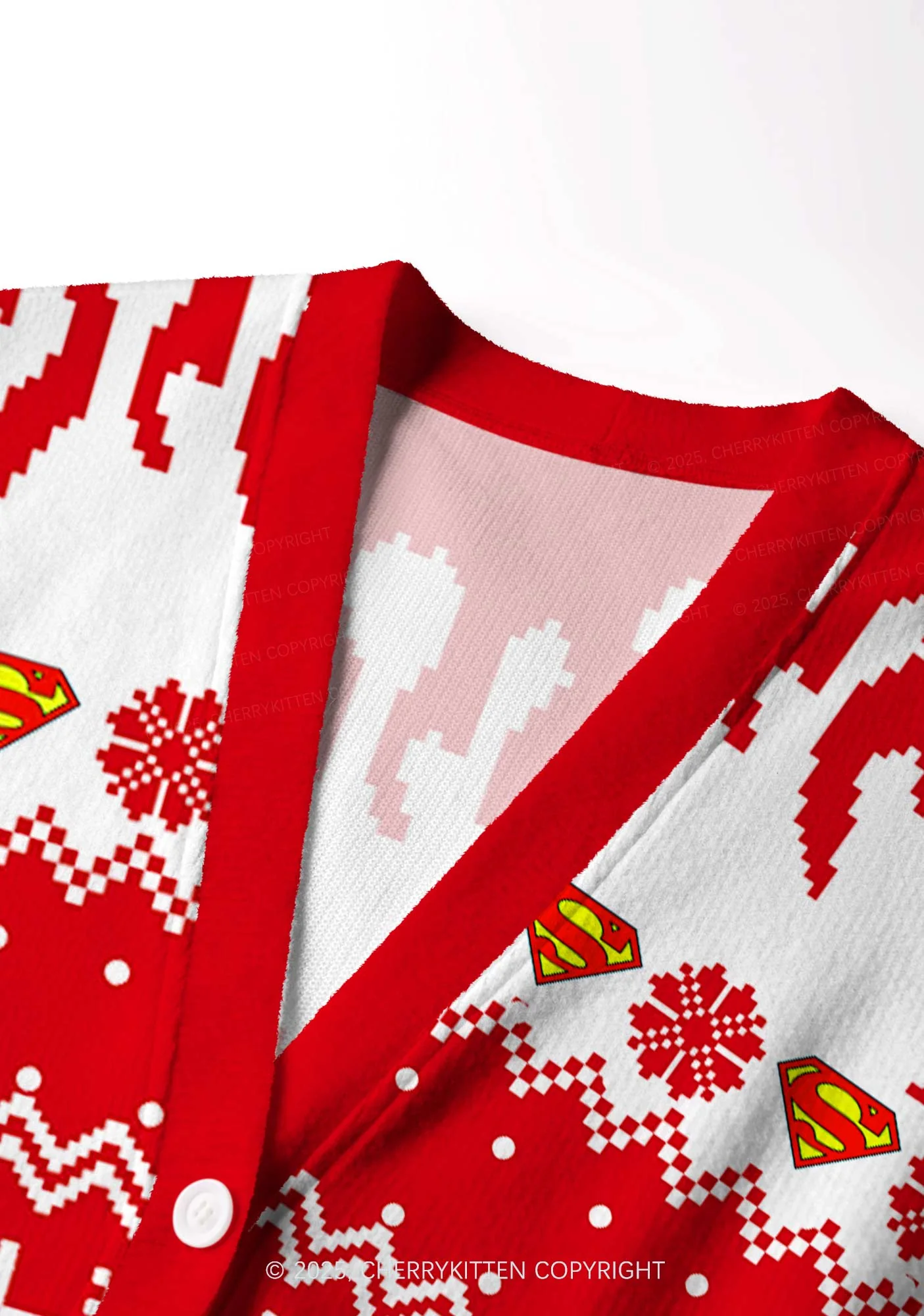 Super Santa Y2K Christmas Cardigan Knit Sweatshirt Cherrykitten - Image 4