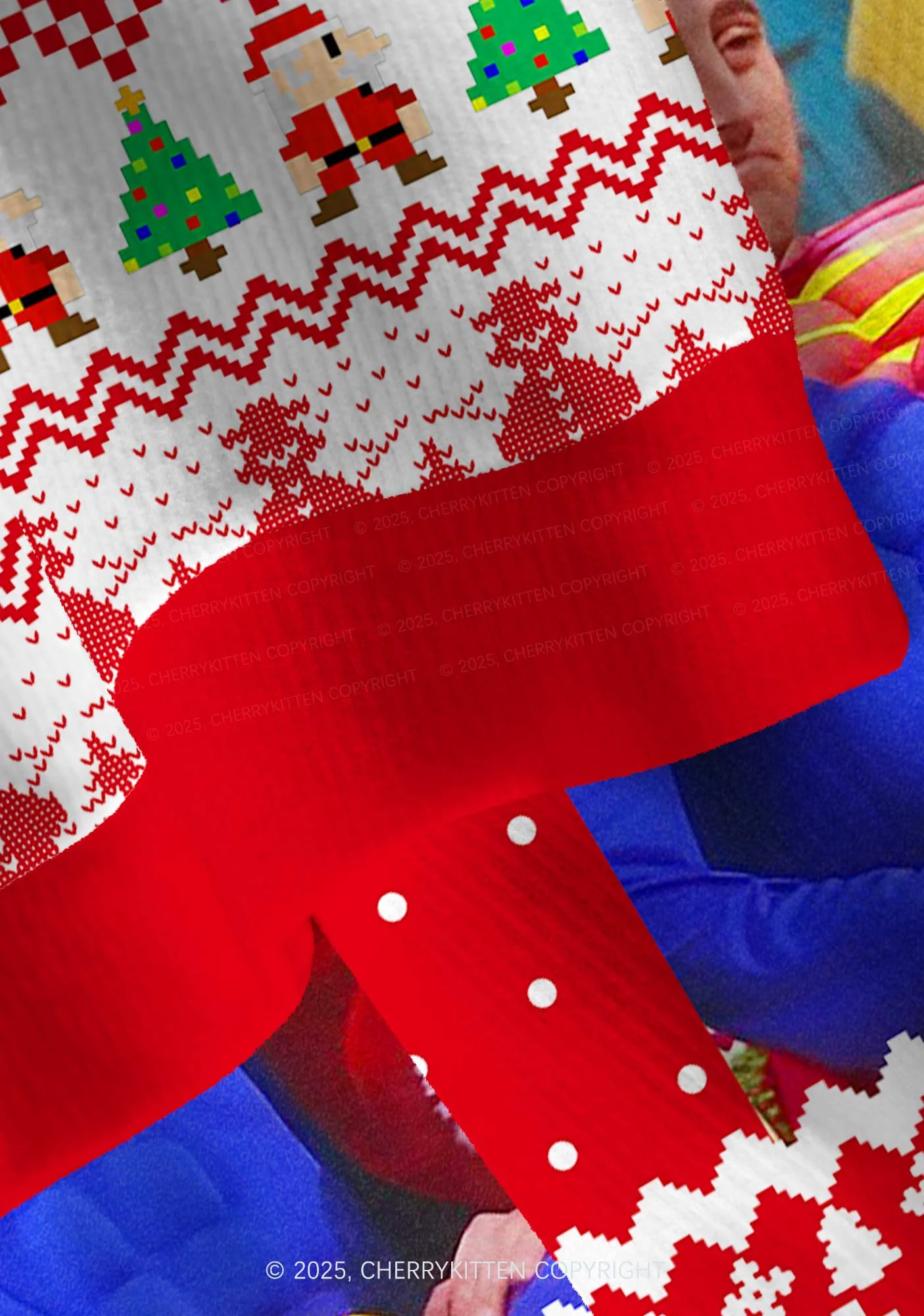Super Santa Y2K Christmas Cardigan Knit Sweatshirt Cherrykitten - Image 5