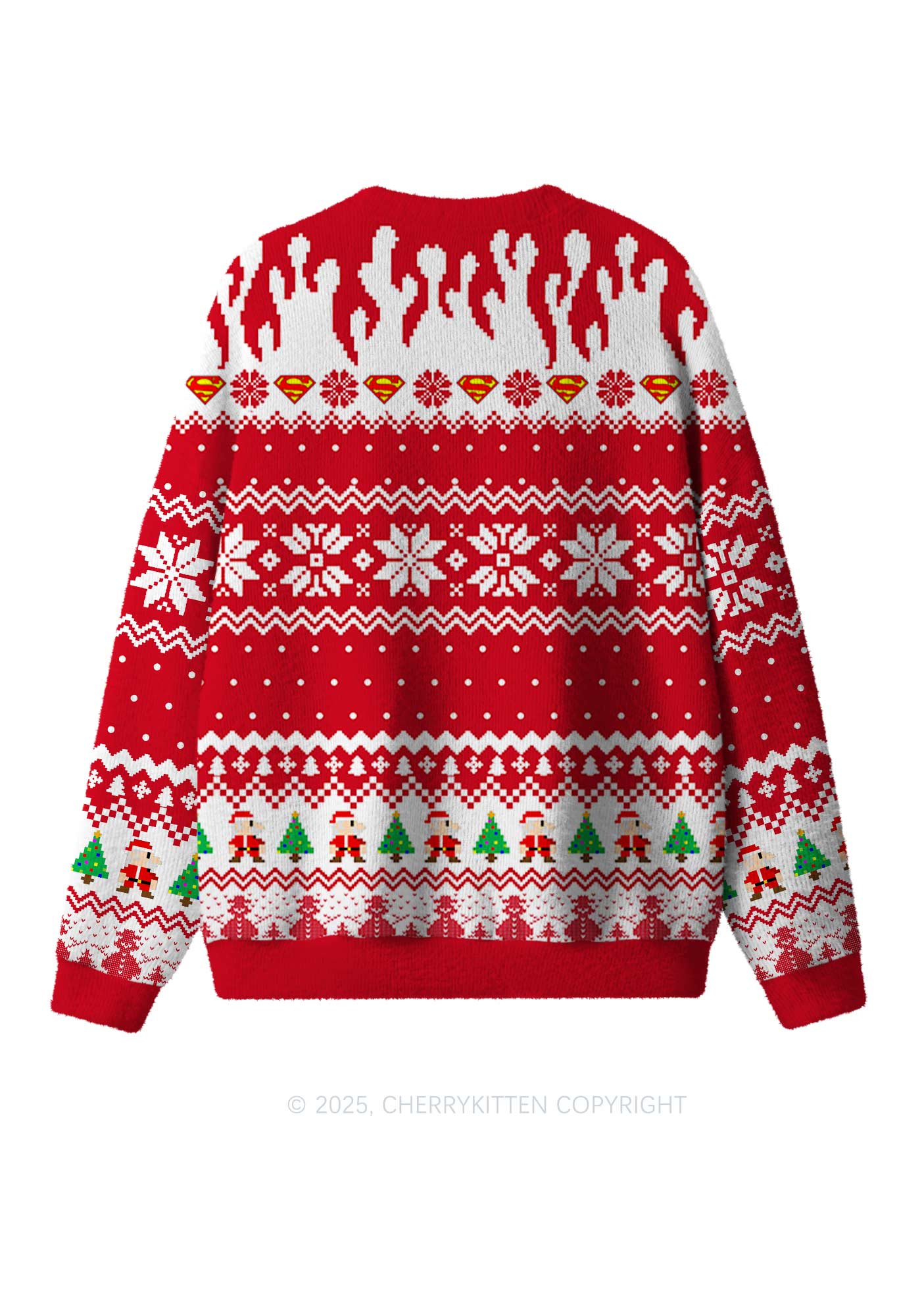 Super Santa Y2K Christmas Knit Sweatshirt Cherrykitten - Image 2