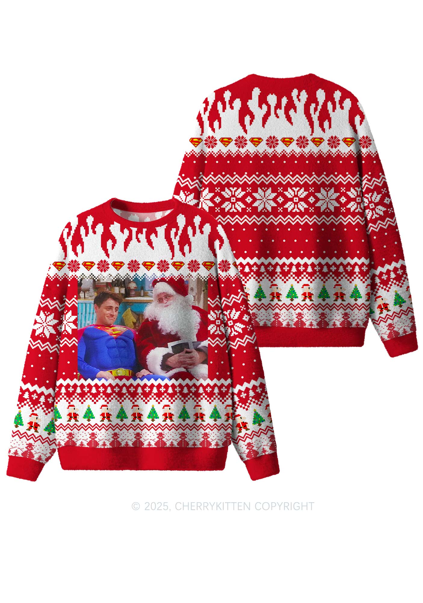Super Santa Y2K Christmas Knit Sweatshirt Cherrykitten - Image 3