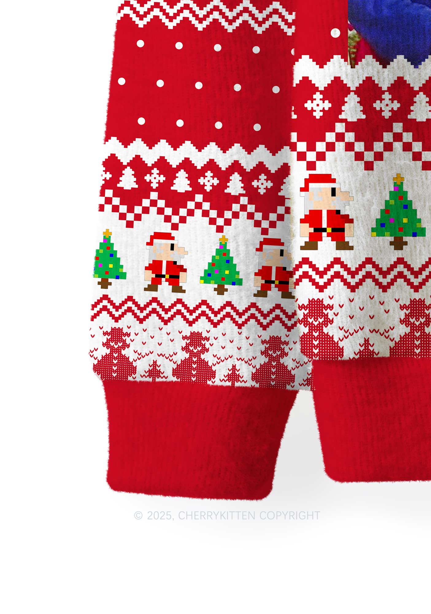 Super Santa Y2K Christmas Knit Sweatshirt Cherrykitten - Image 4