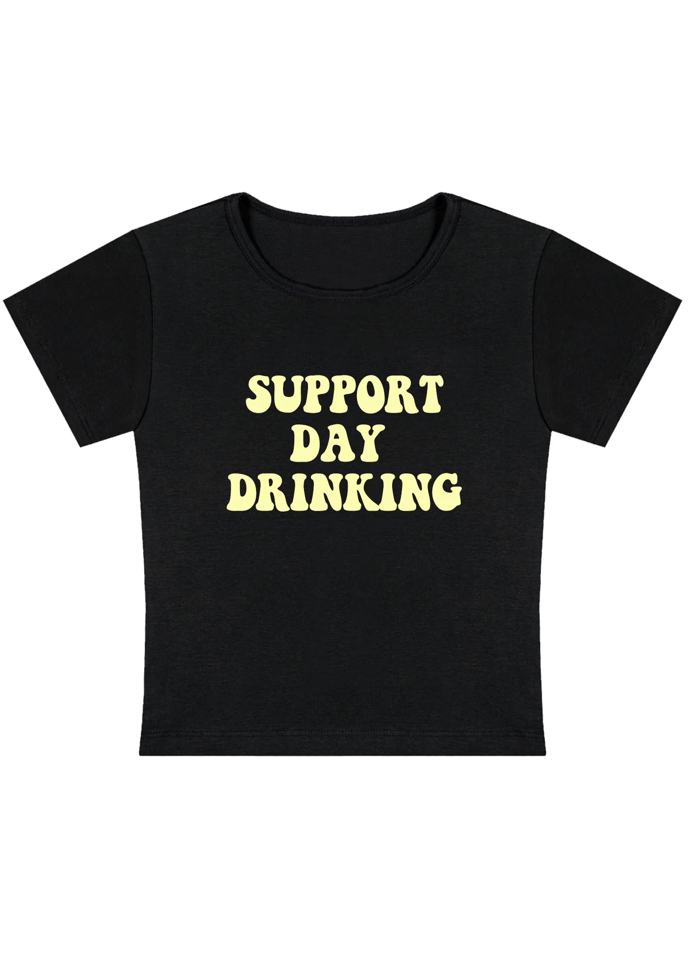 Support Day Drinking Y2K Baby Tee - Image 3