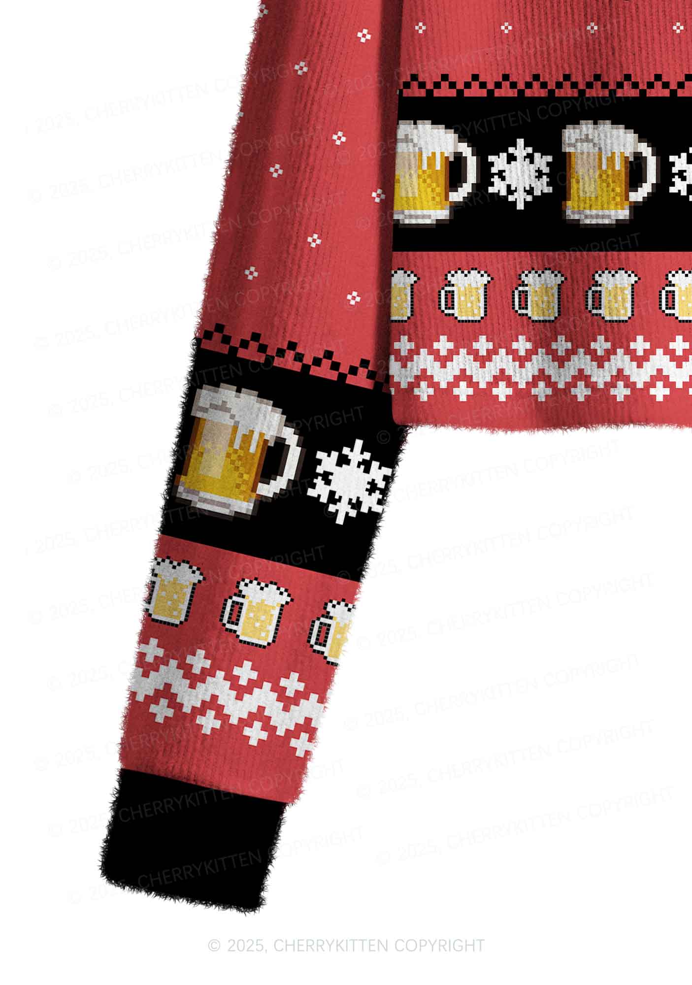 Support Day Drinking Y2K Christmas Crop Knit Sweatshirt Cherrykitten - Image 5