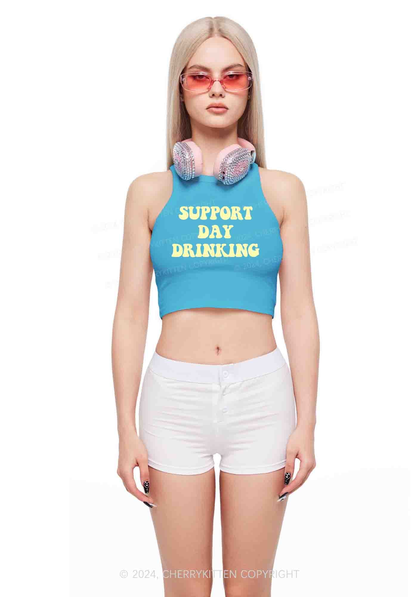 Support Day Drinking Y2K Crop Tank Top Cherrykitten - Image 2