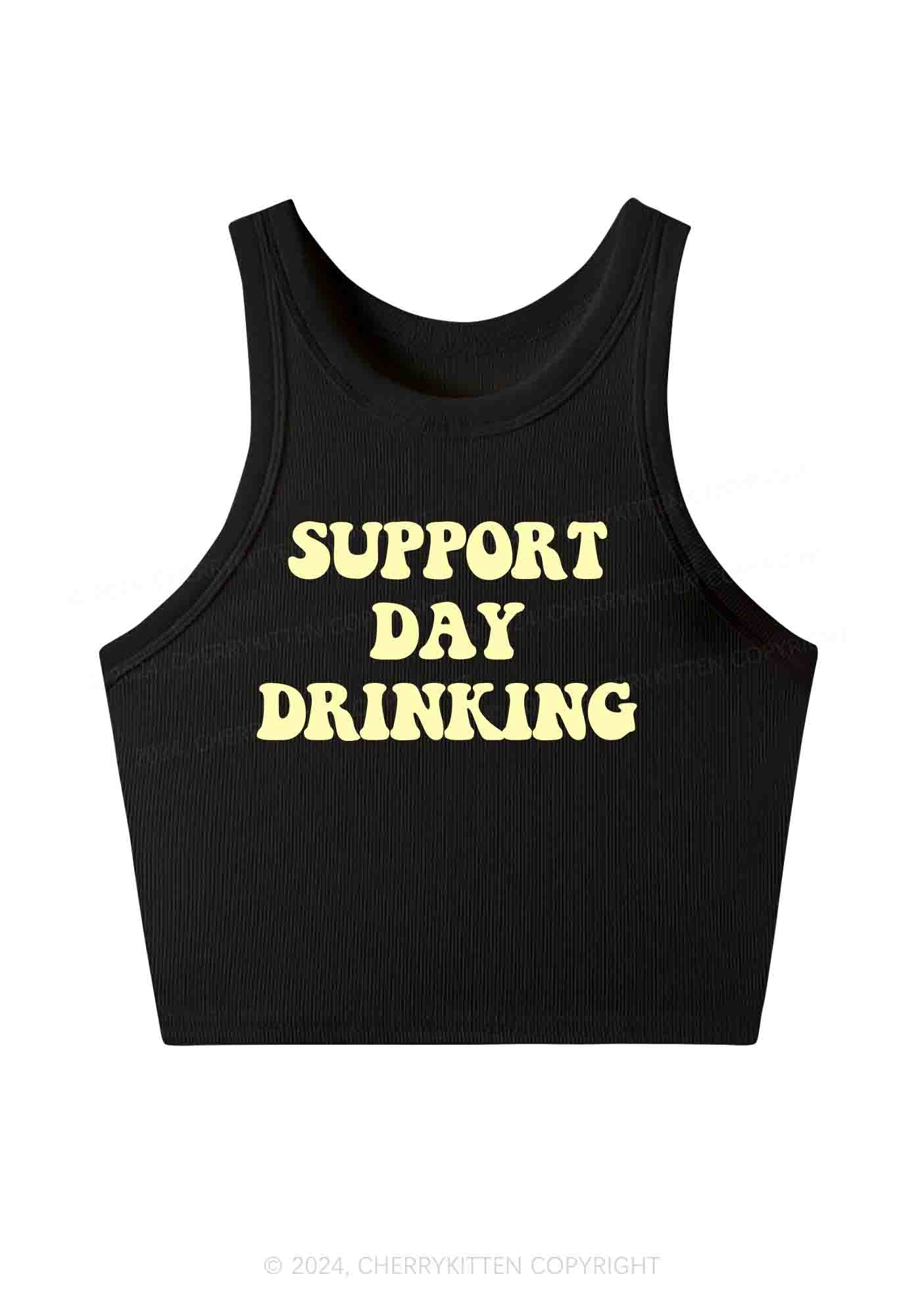 Support Day Drinking Y2K Crop Tank Top Cherrykitten - Image 3