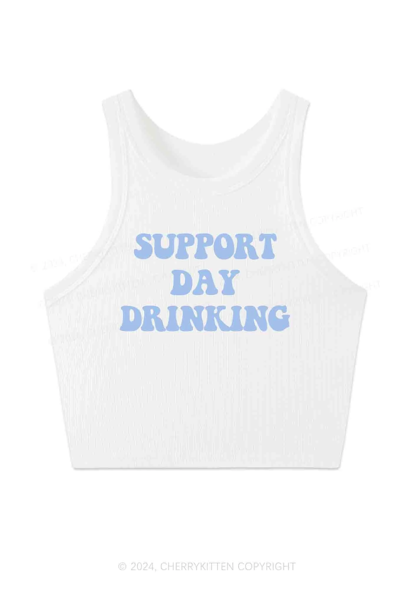 Support Day Drinking Y2K Crop Tank Top Cherrykitten - Image 4