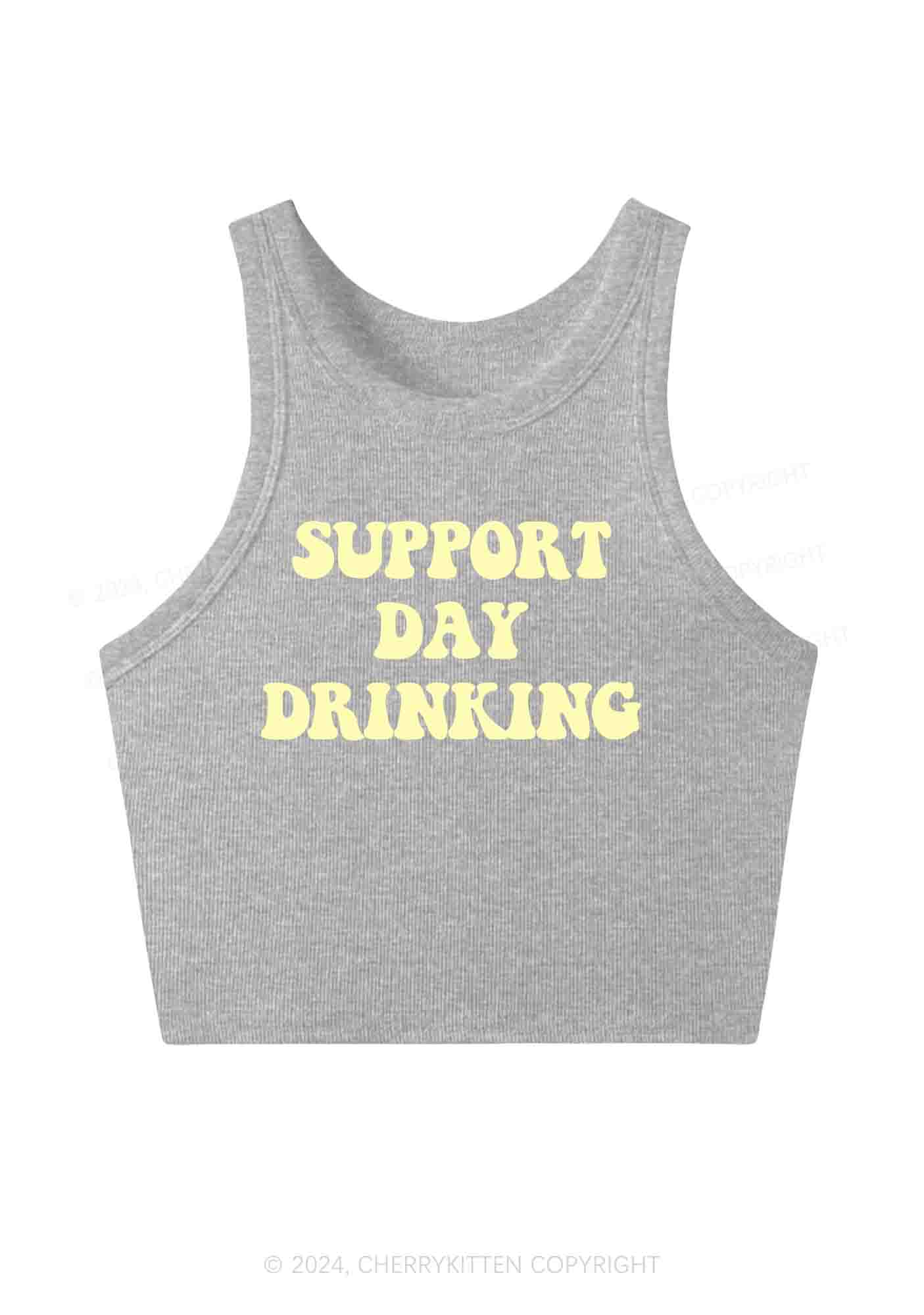 Support Day Drinking Y2K Crop Tank Top Cherrykitten - Image 5