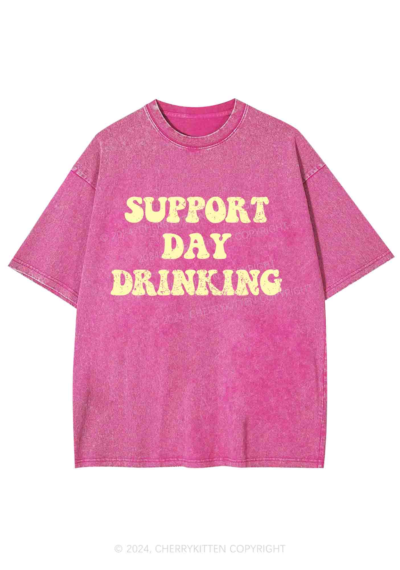 Support Day Drinking Y2K Washed Tee Cherrykitten - Image 4