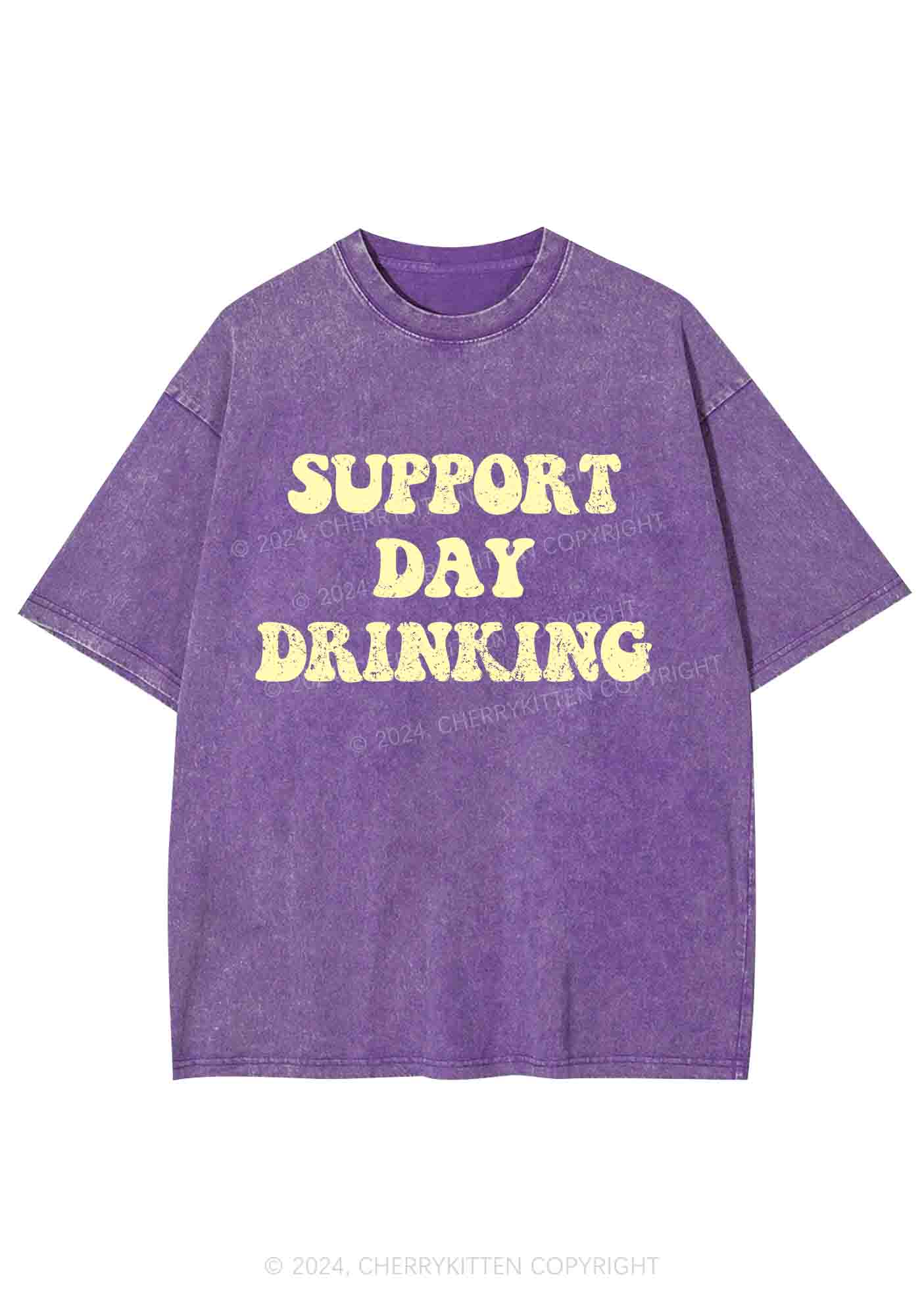 Support Day Drinking Y2K Washed Tee Cherrykitten - Image 5