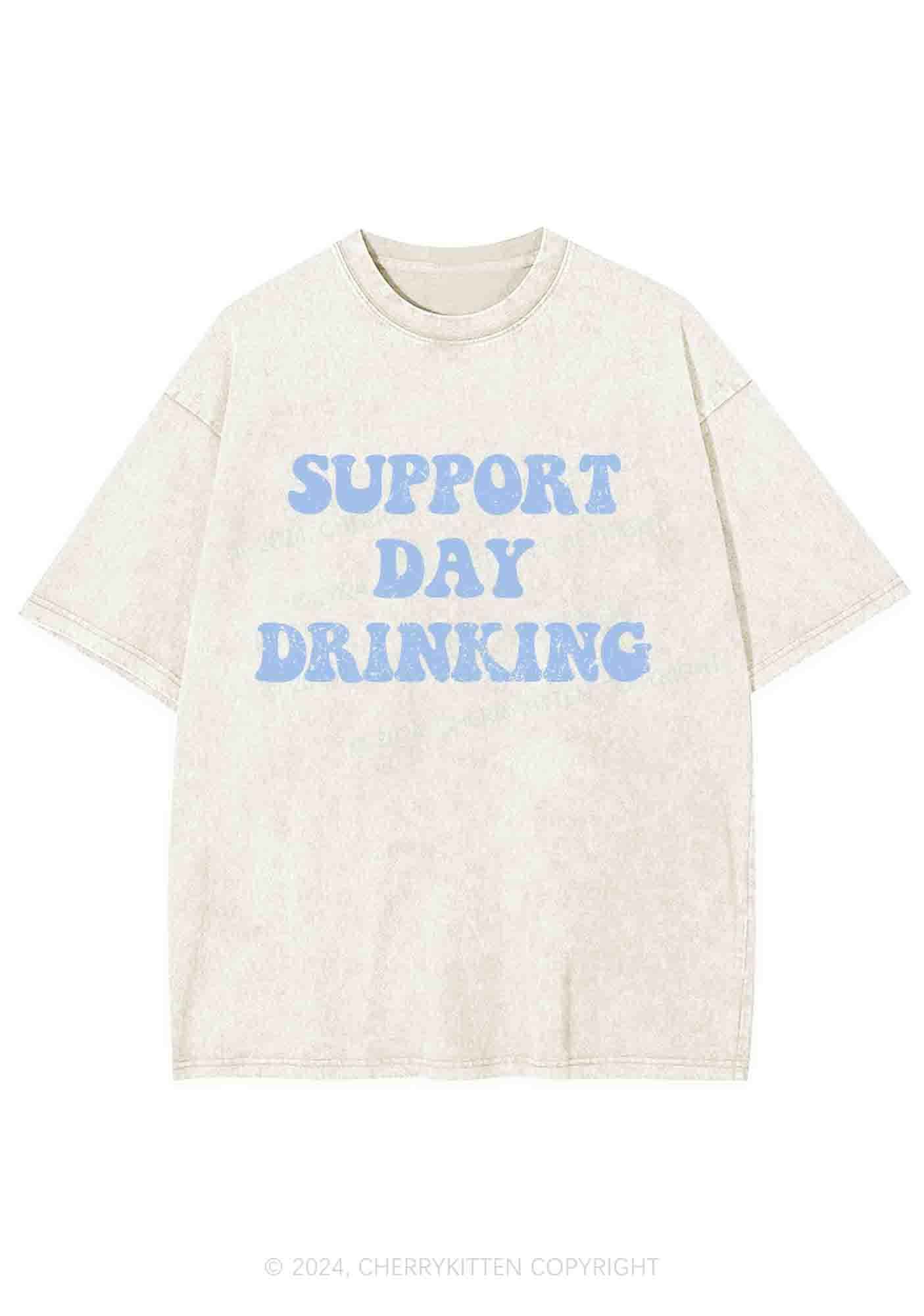 Support Day Drinking Y2K Washed Tee Cherrykitten - Image 6