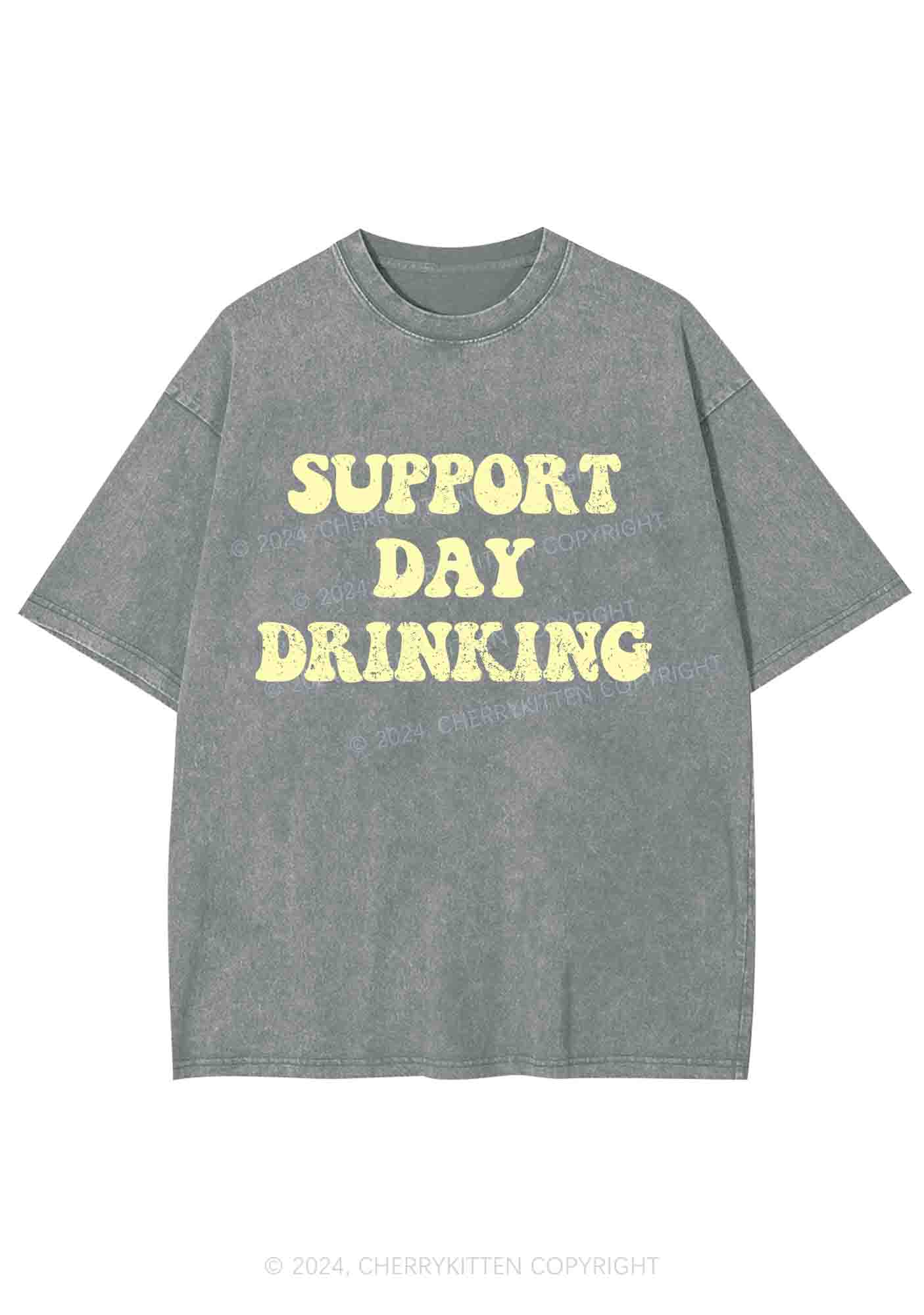 Support Day Drinking Y2K Washed Tee Cherrykitten - Image 7