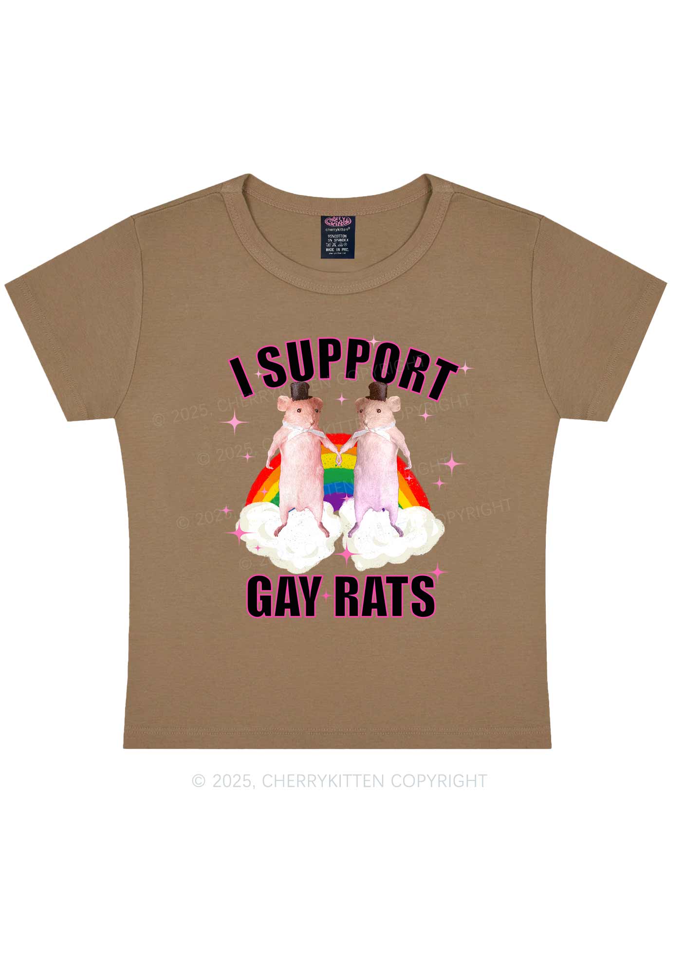 Support Gay Rats Pride Y2K Baby Tee Cherrykitten - Image 10