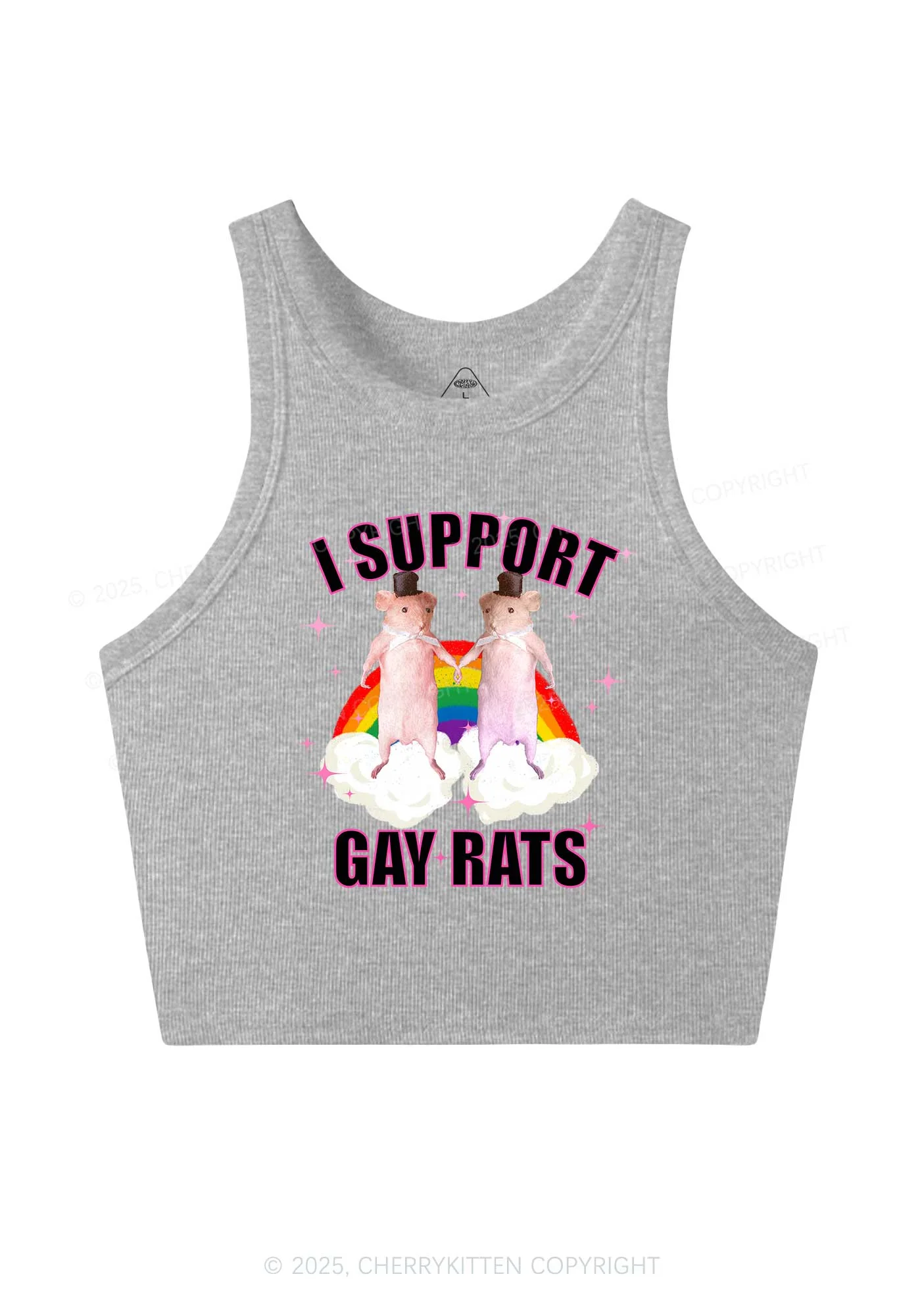 Support Gay Rats Pride Y2K Crop Tank Top Cherrykitten - Image 3