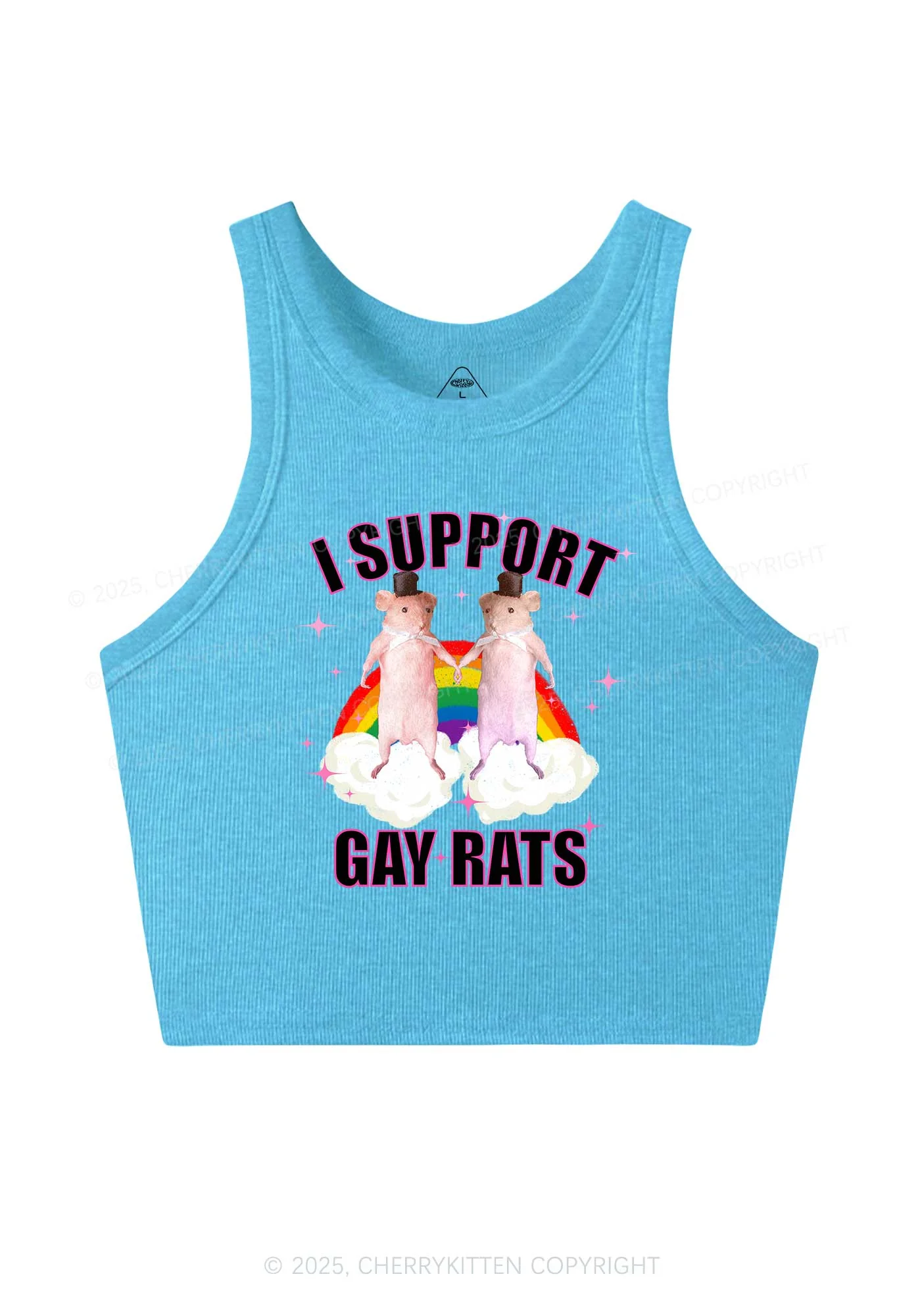 Support Gay Rats Pride Y2K Crop Tank Top Cherrykitten - Image 4