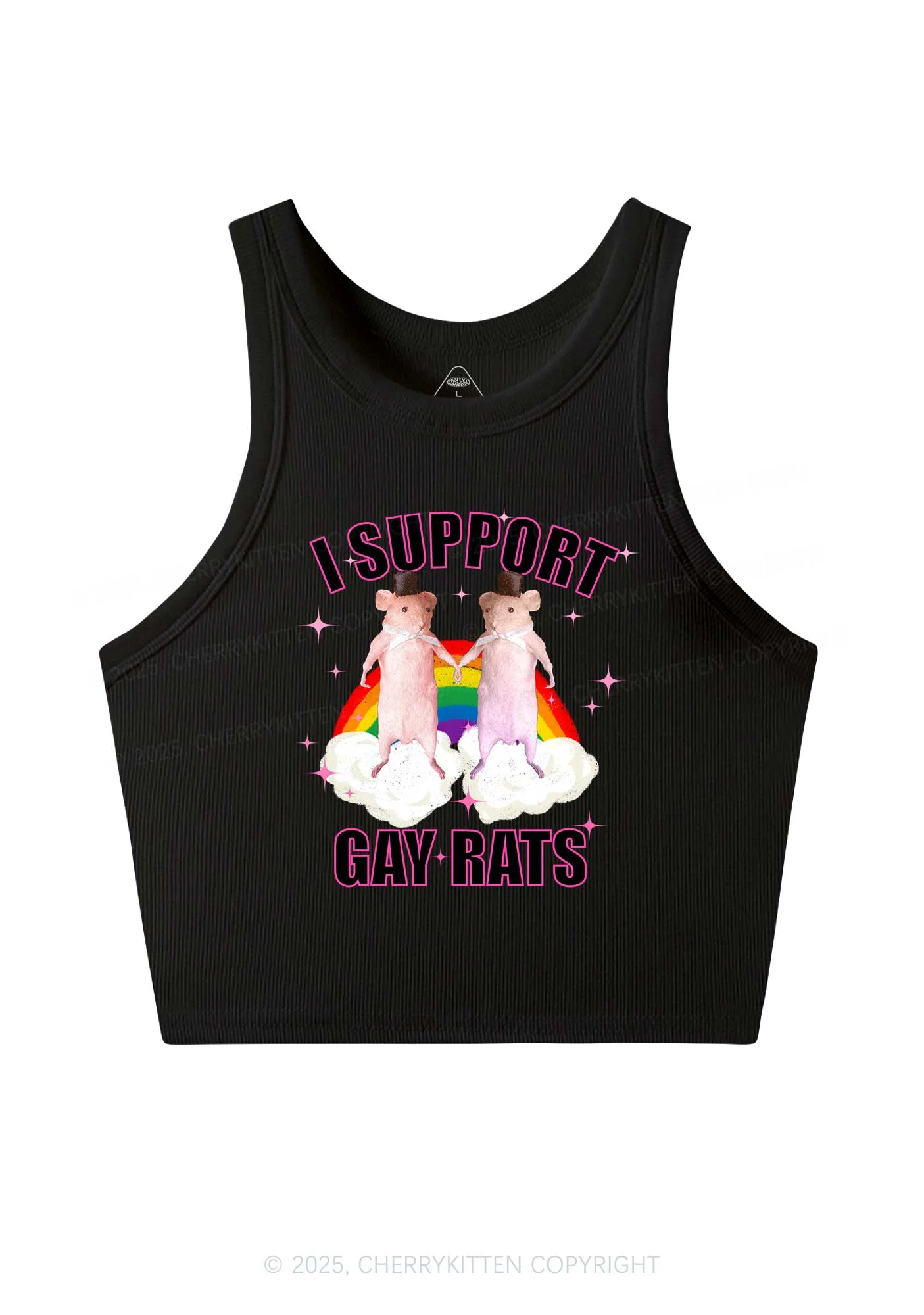 Support Gay Rats Pride Y2K Crop Tank Top Cherrykitten - Image 5