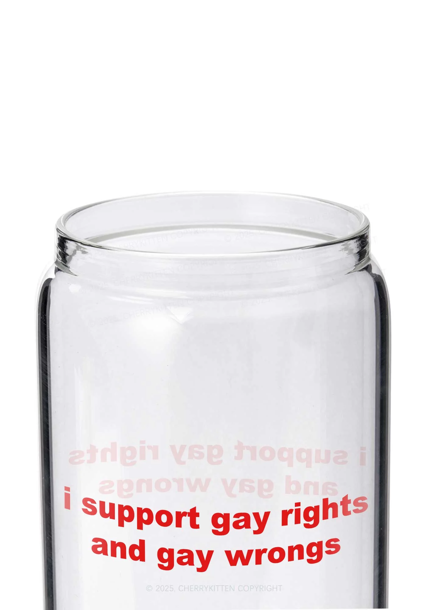 Support Gay Rights Pride Y2K Printed Glass Cup Cherrykitten - Image 2