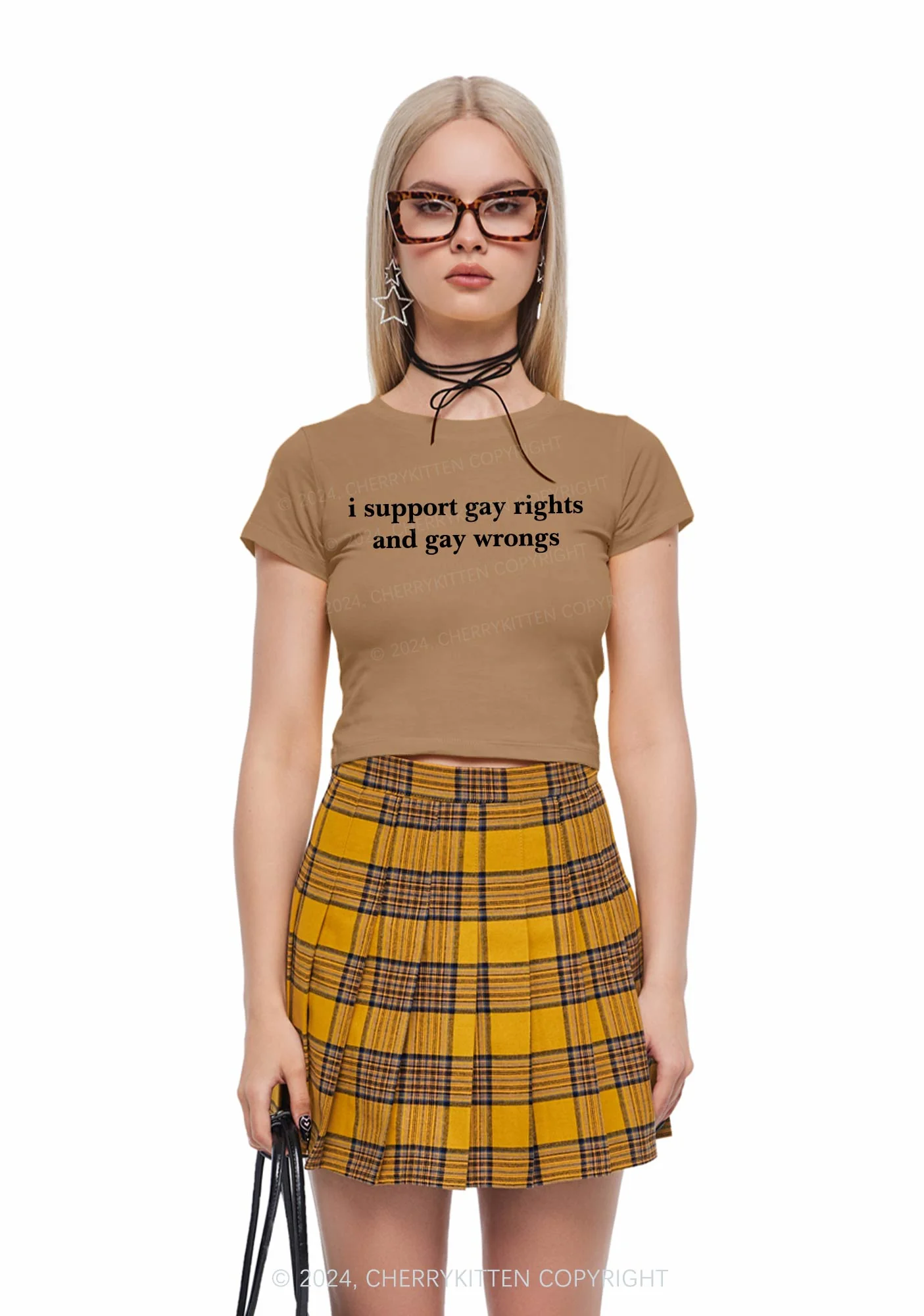 Support Gay Rights Y2K Baby Tee Cherrykitten - Image 2