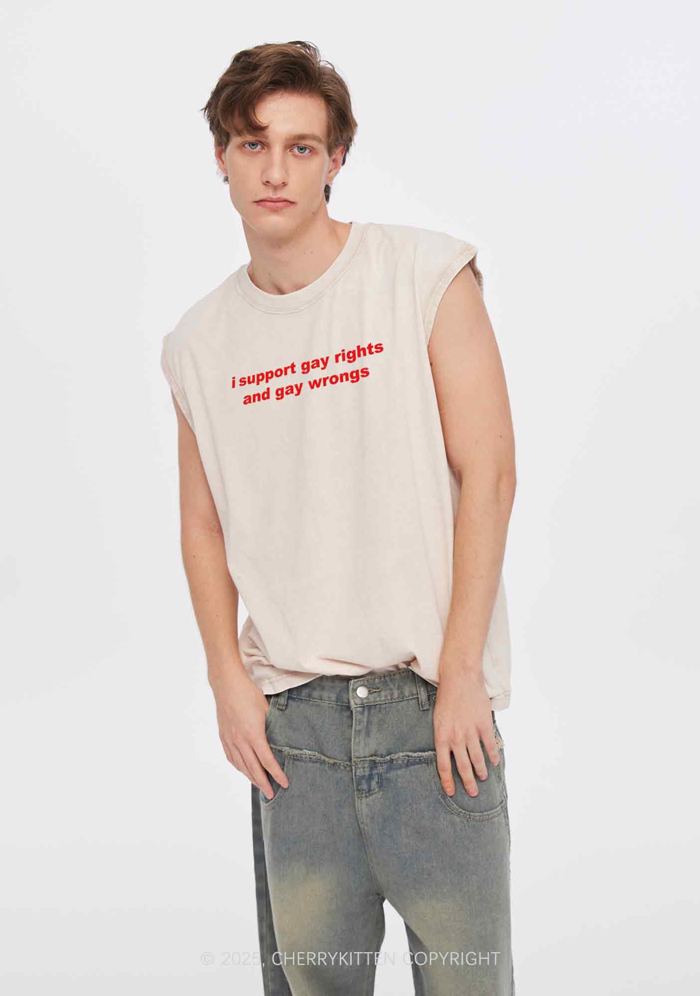 Support Gay Rights Y2K Washed Tank Cherrykitten - Image 2
