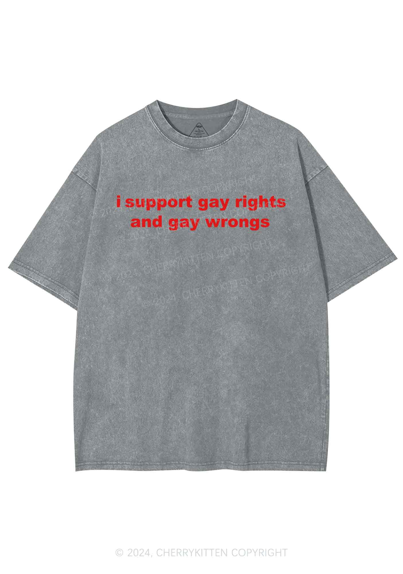Support Gay Rights Y2K Washed Tee Cherrykitten - Image 6