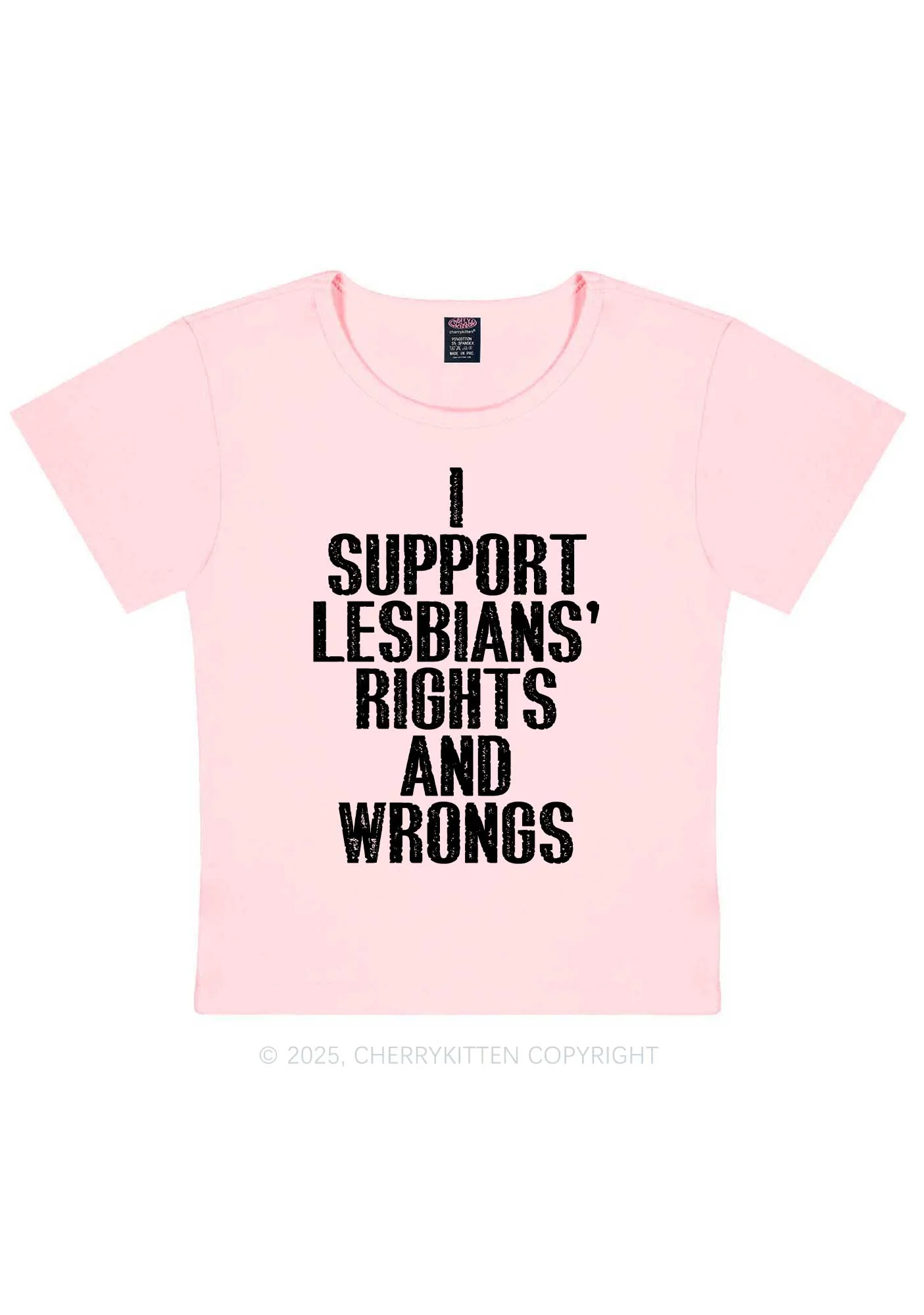 Support Lesbians Rights Pride Y2K Baby Tee Cherrykitten - Image 11