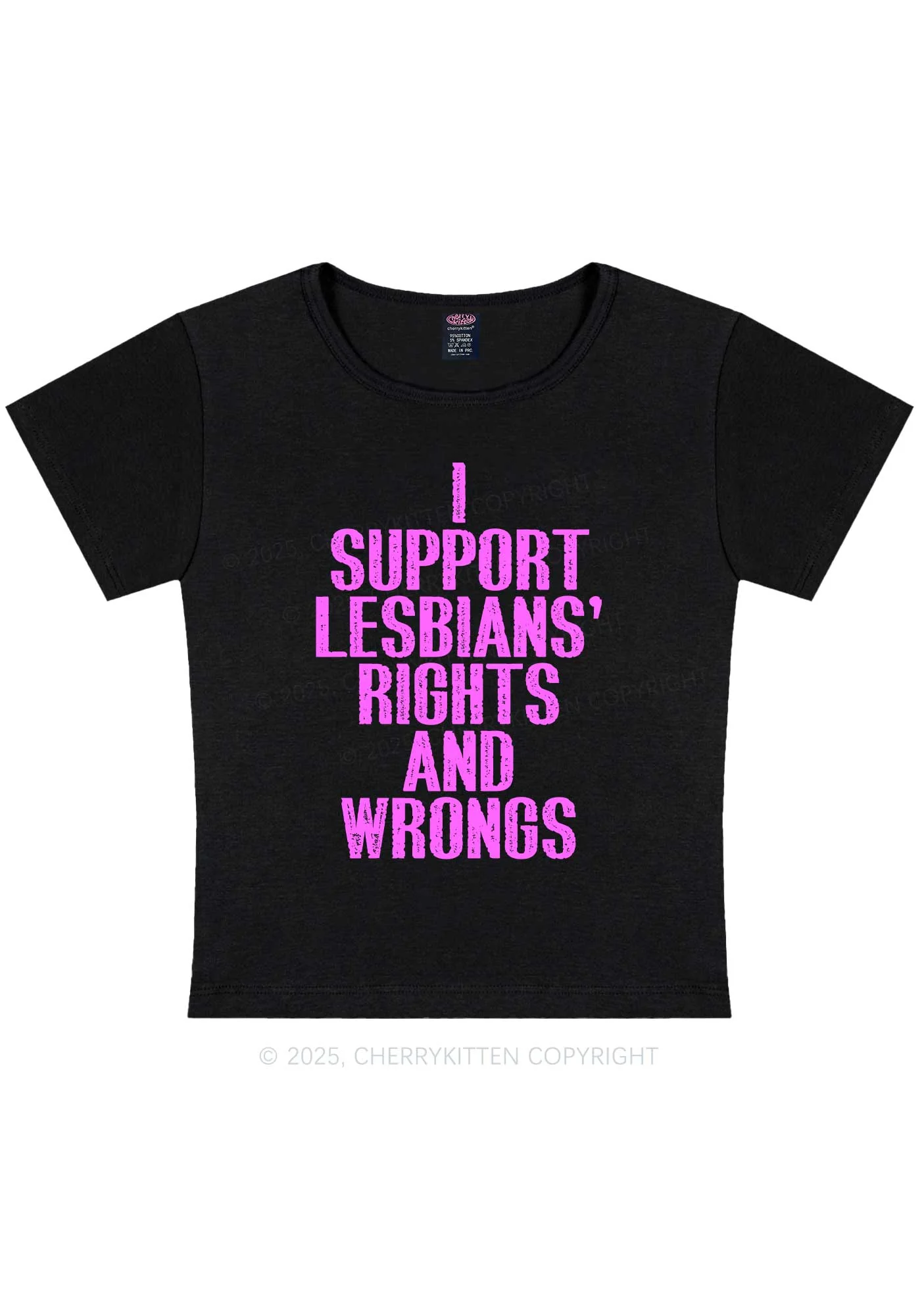Support Lesbians Rights Pride Y2K Baby Tee Cherrykitten - Image 3
