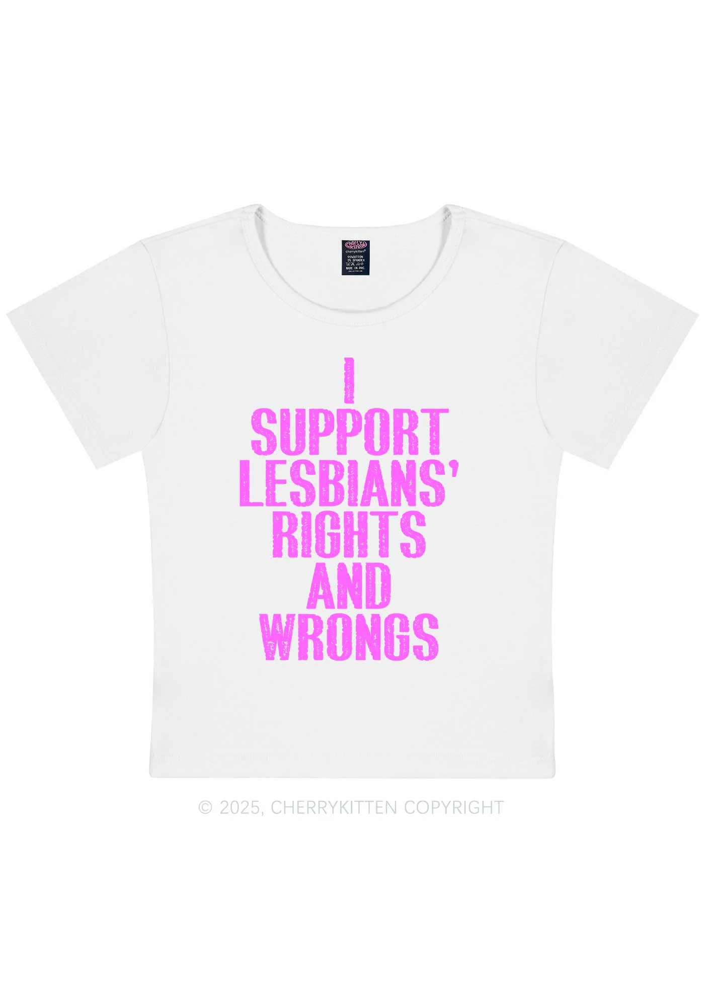 Support Lesbians Rights Pride Y2K Baby Tee Cherrykitten - Image 4