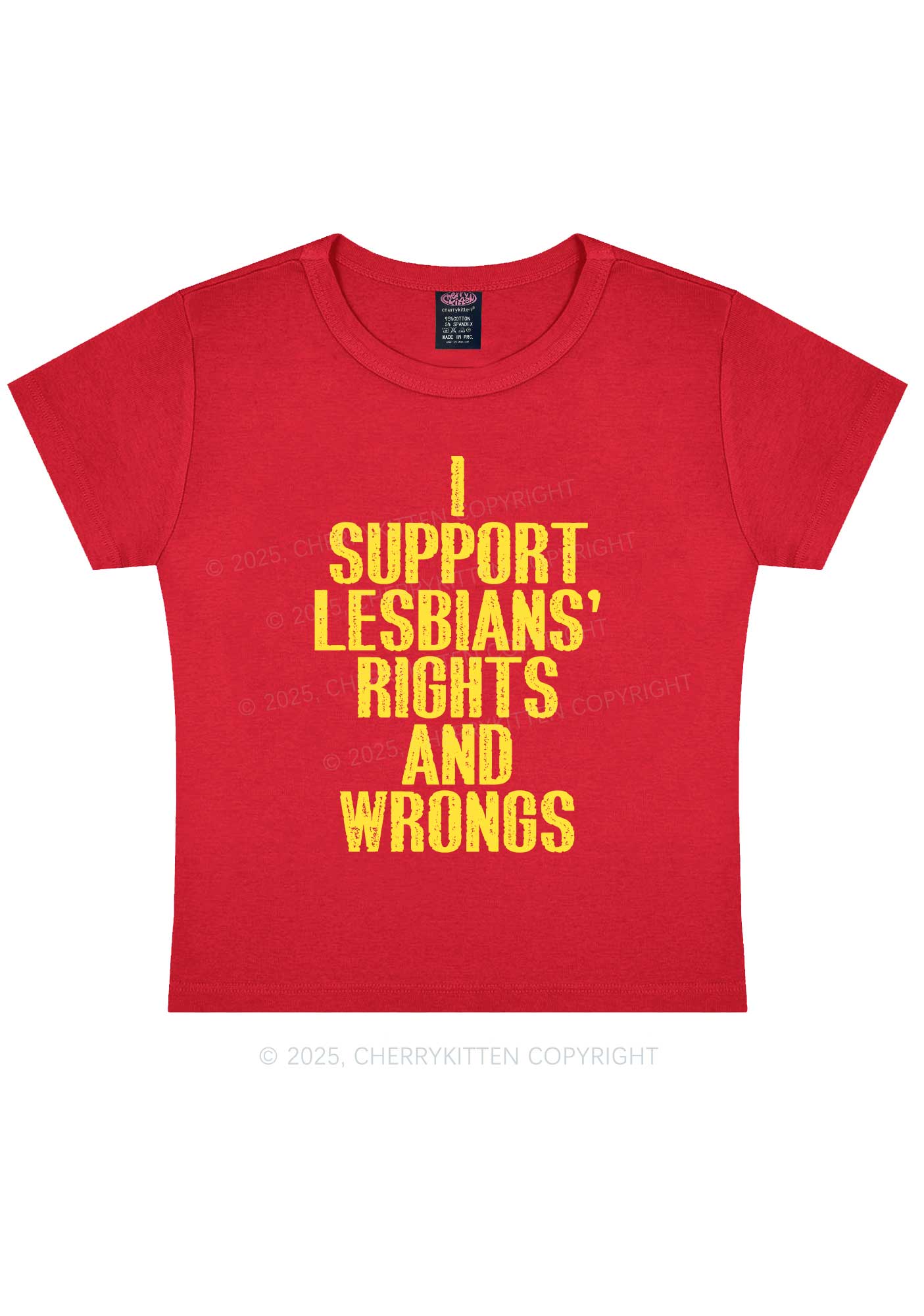 Support Lesbians Rights Pride Y2K Baby Tee Cherrykitten - Image 5