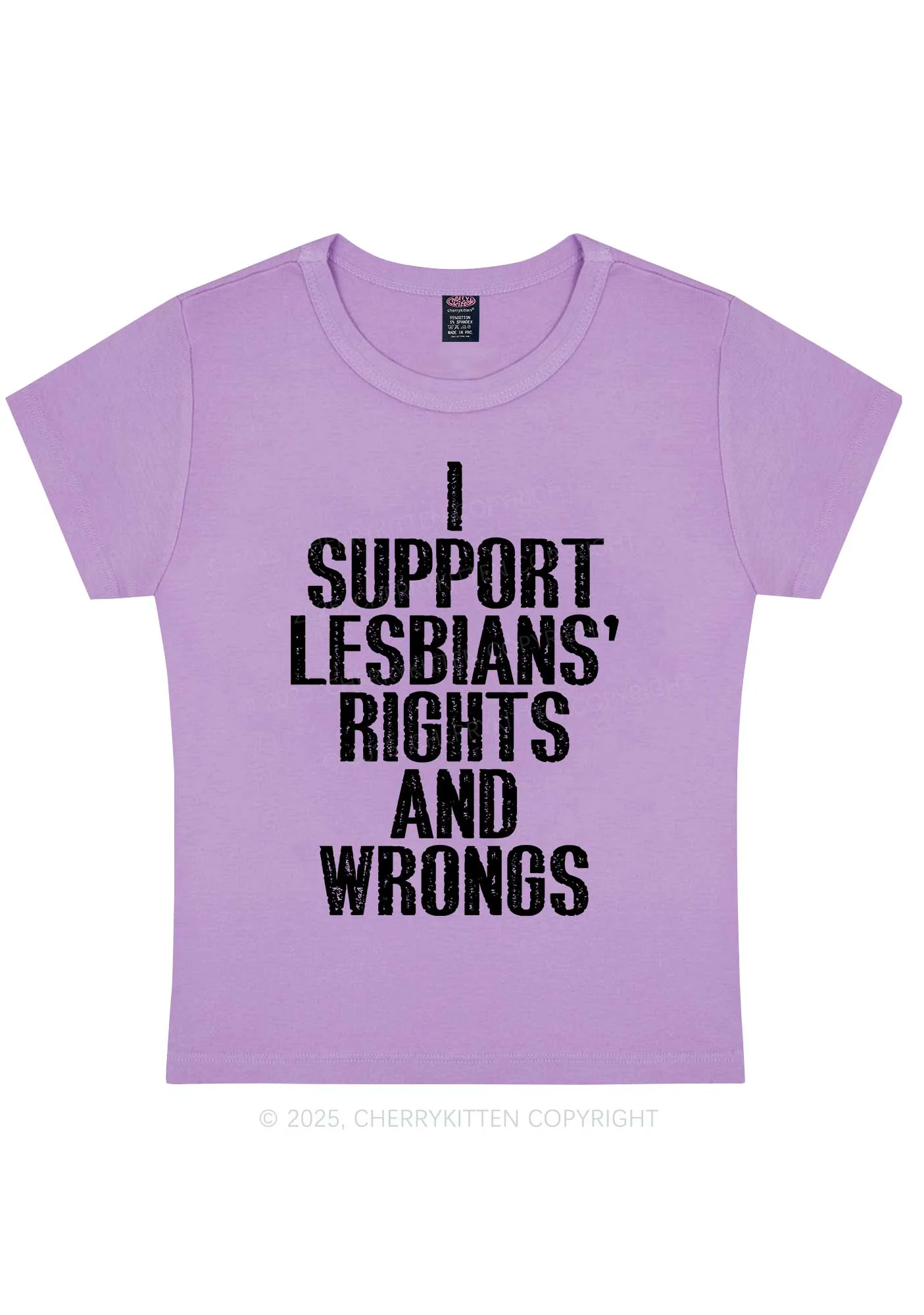 Support Lesbians Rights Pride Y2K Baby Tee Cherrykitten - Image 6