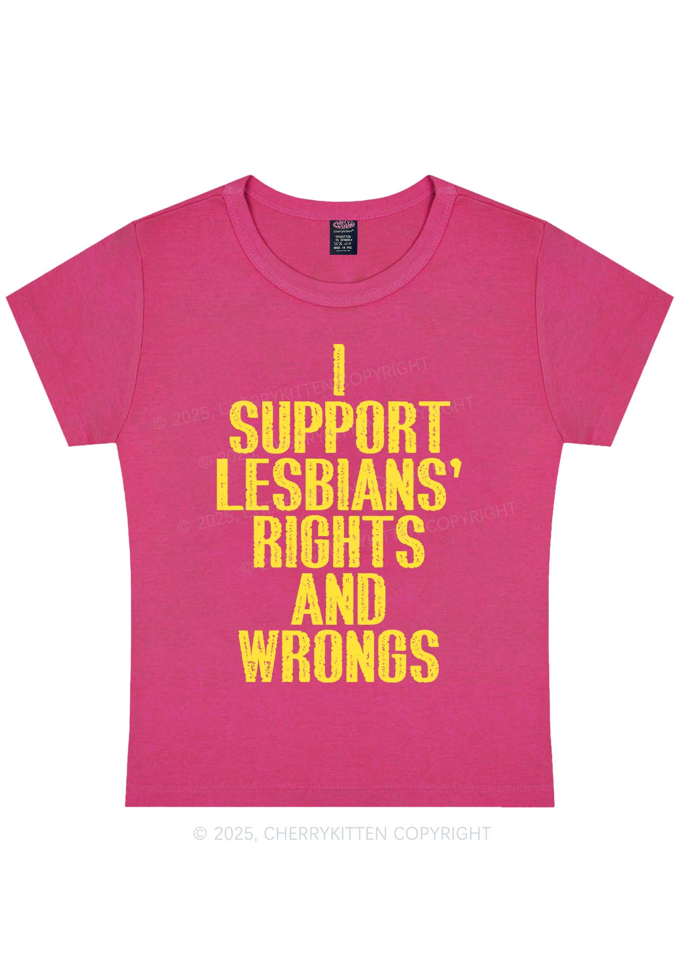 Support Lesbians Rights Pride Y2K Baby Tee Cherrykitten - Image 7