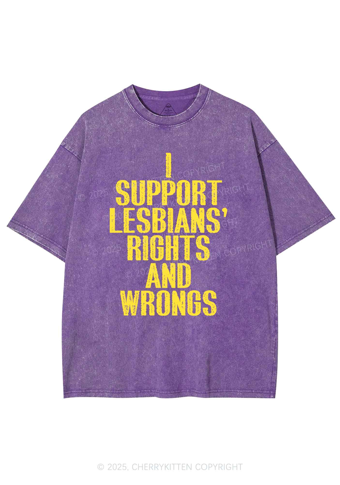 Support Lesbians Rights Pride Y2K Shirts Washed Tee Cherrykitten - Image 4