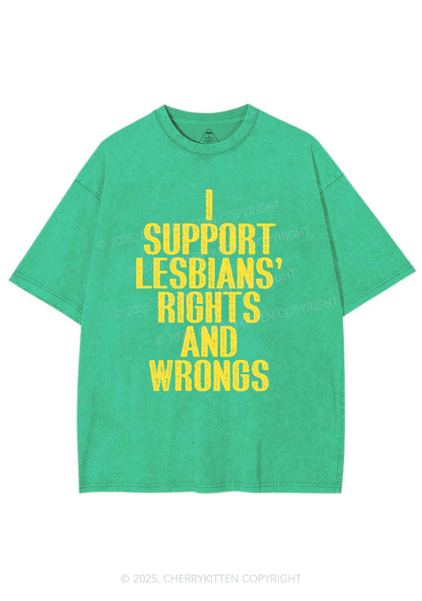 Support Lesbians Rights Pride Y2K Shirts Washed Tee Cherrykitten - Image 6