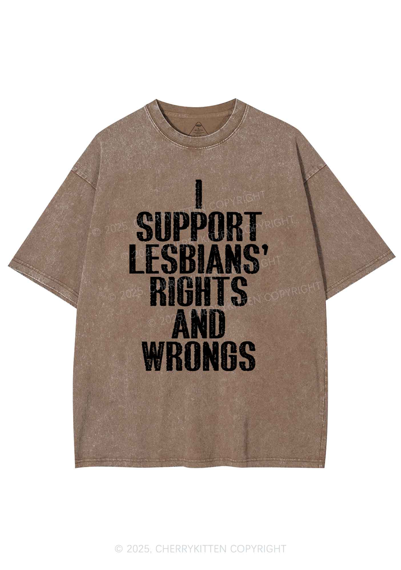 Support Lesbians Rights Pride Y2K Shirts Washed Tee Cherrykitten - Image 8