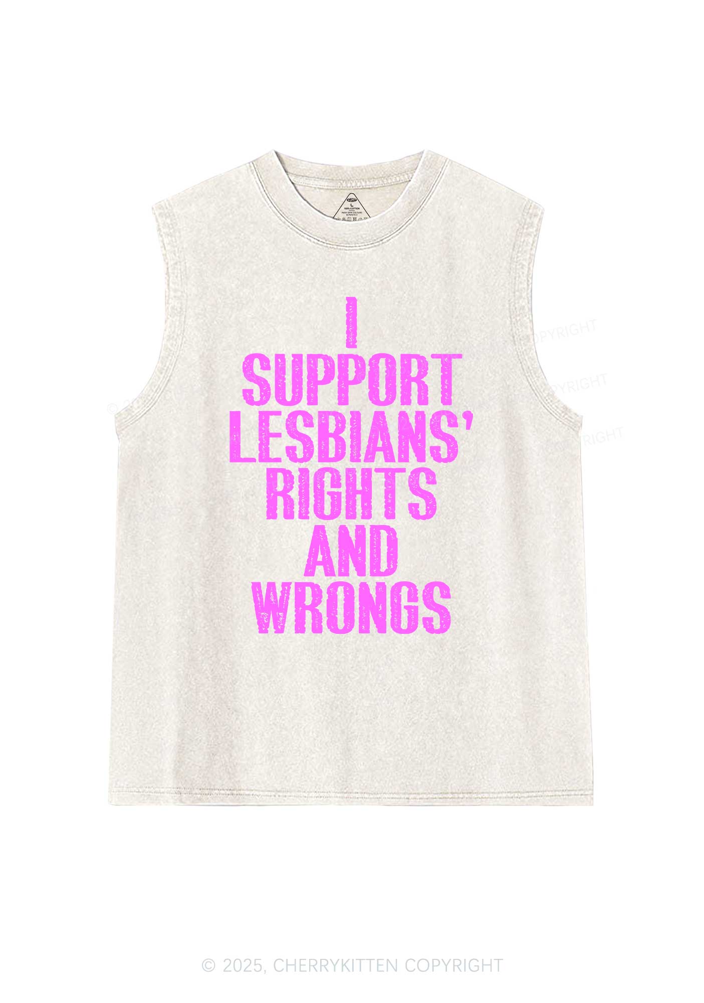 Support Lesbians Rights Pride Y2K Washed Muscle Tank Cherrykitten - Image 4