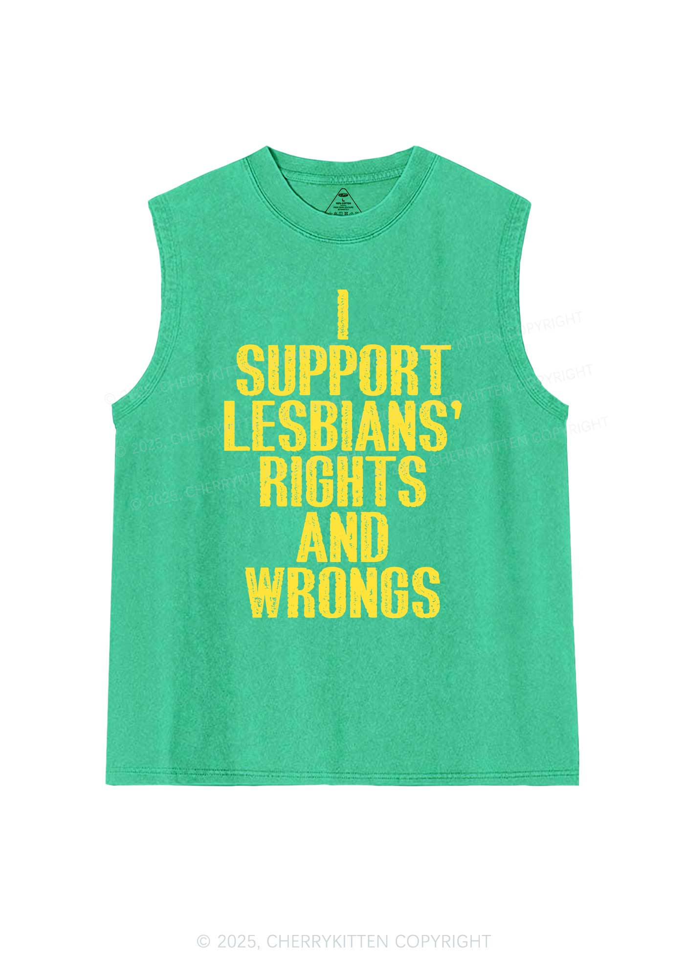 Support Lesbians Rights Pride Y2K Washed Muscle Tank Cherrykitten - Image 5