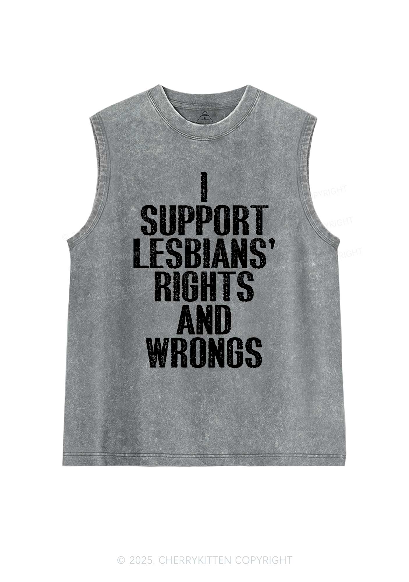Support Lesbians Rights Pride Y2K Washed Muscle Tank Cherrykitten - Image 6