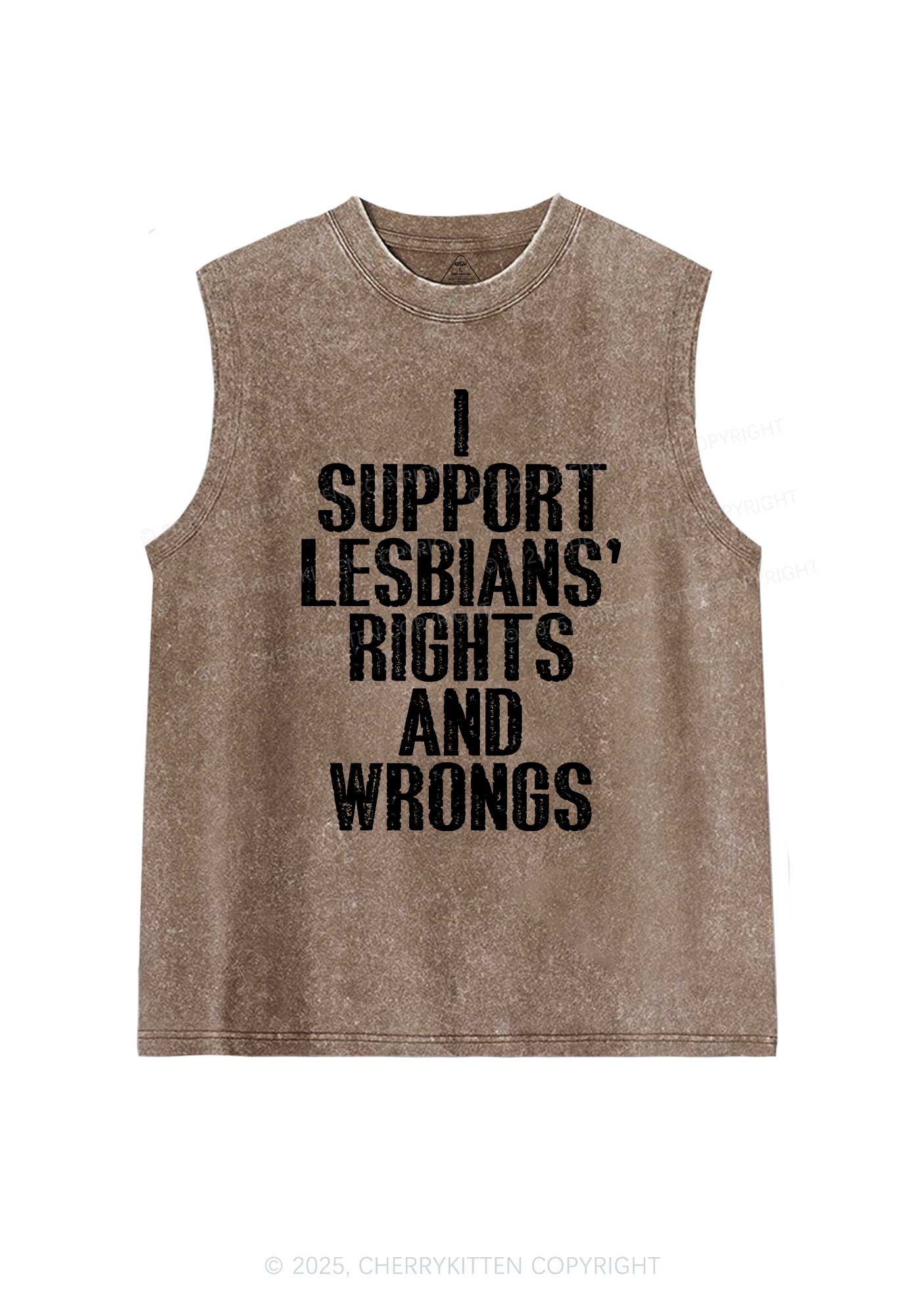 Support Lesbians Rights Pride Y2K Washed Muscle Tank Cherrykitten - Image 7