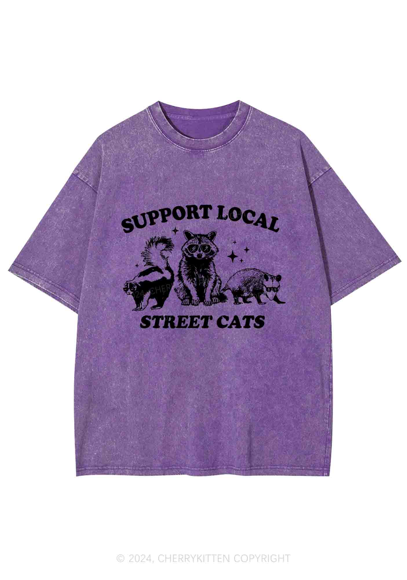 Support Local Street Cats Y2K Washed Tee Cherrykitten - Image 5