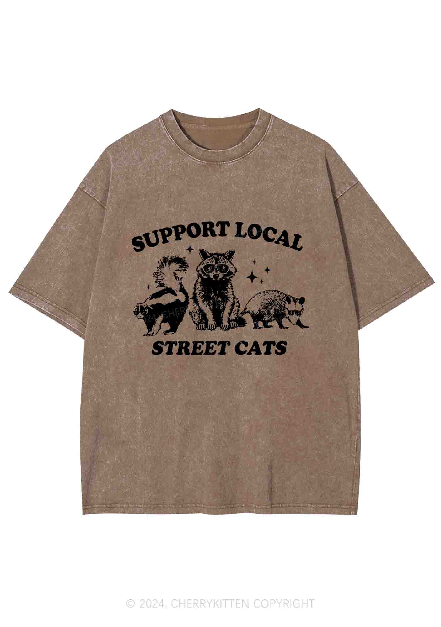 Support Local Street Cats Y2K Washed Tee Cherrykitten - Image 6