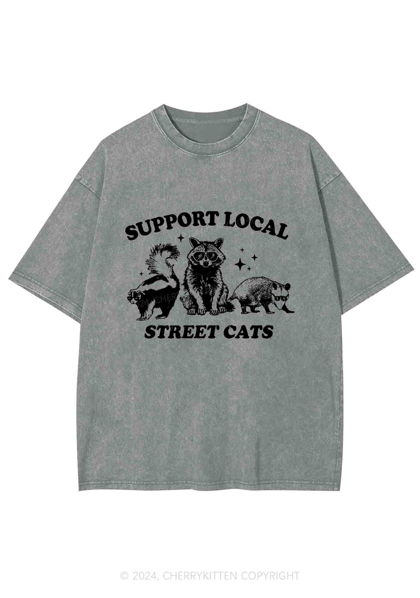 Support Local Street Cats Y2K Washed Tee Cherrykitten - Image 7