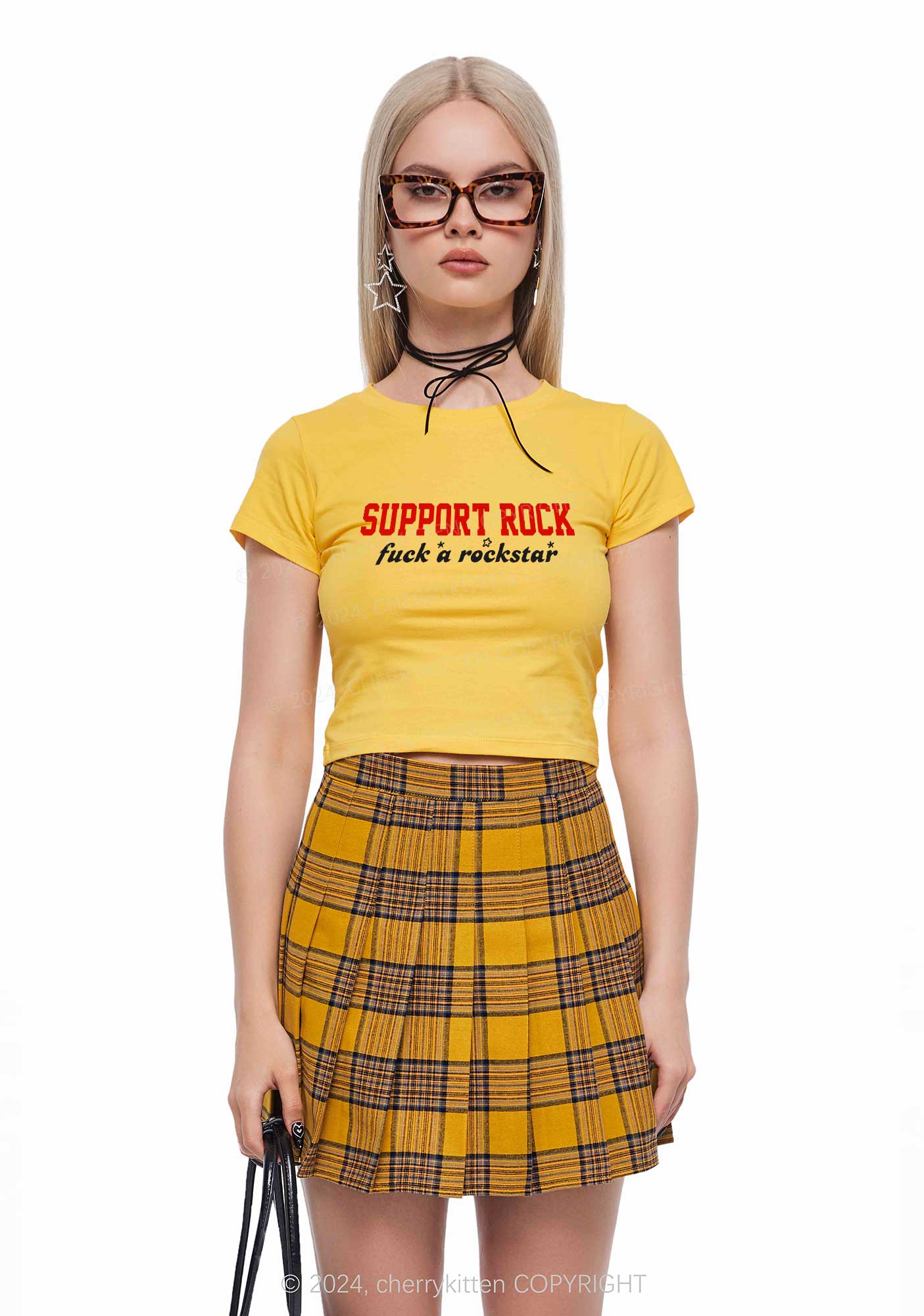 Support Rock Y2K Baby Tee Cherrykitten - Image 4