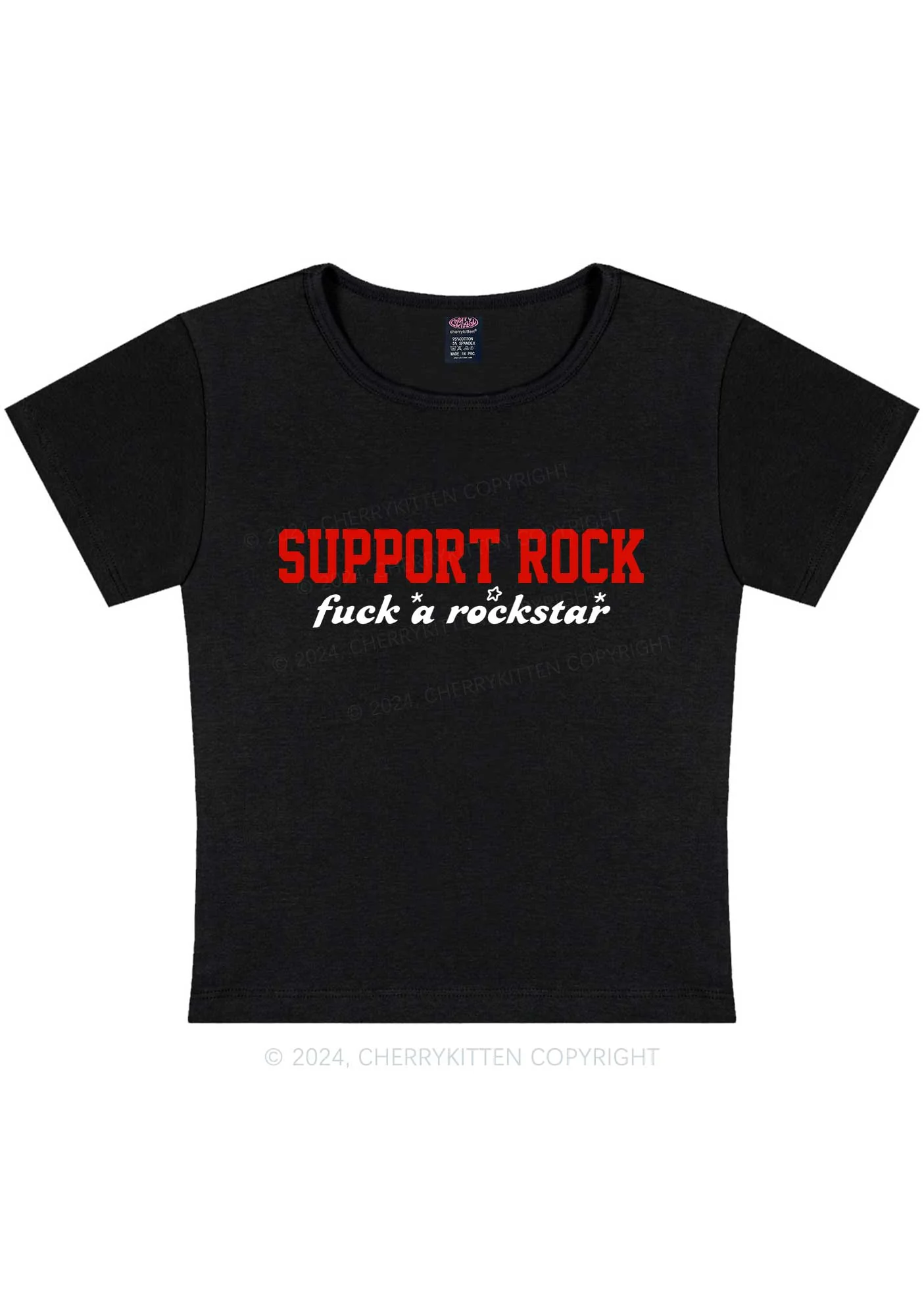 Support Rock Y2K Baby Tee Cherrykitten - Image 5