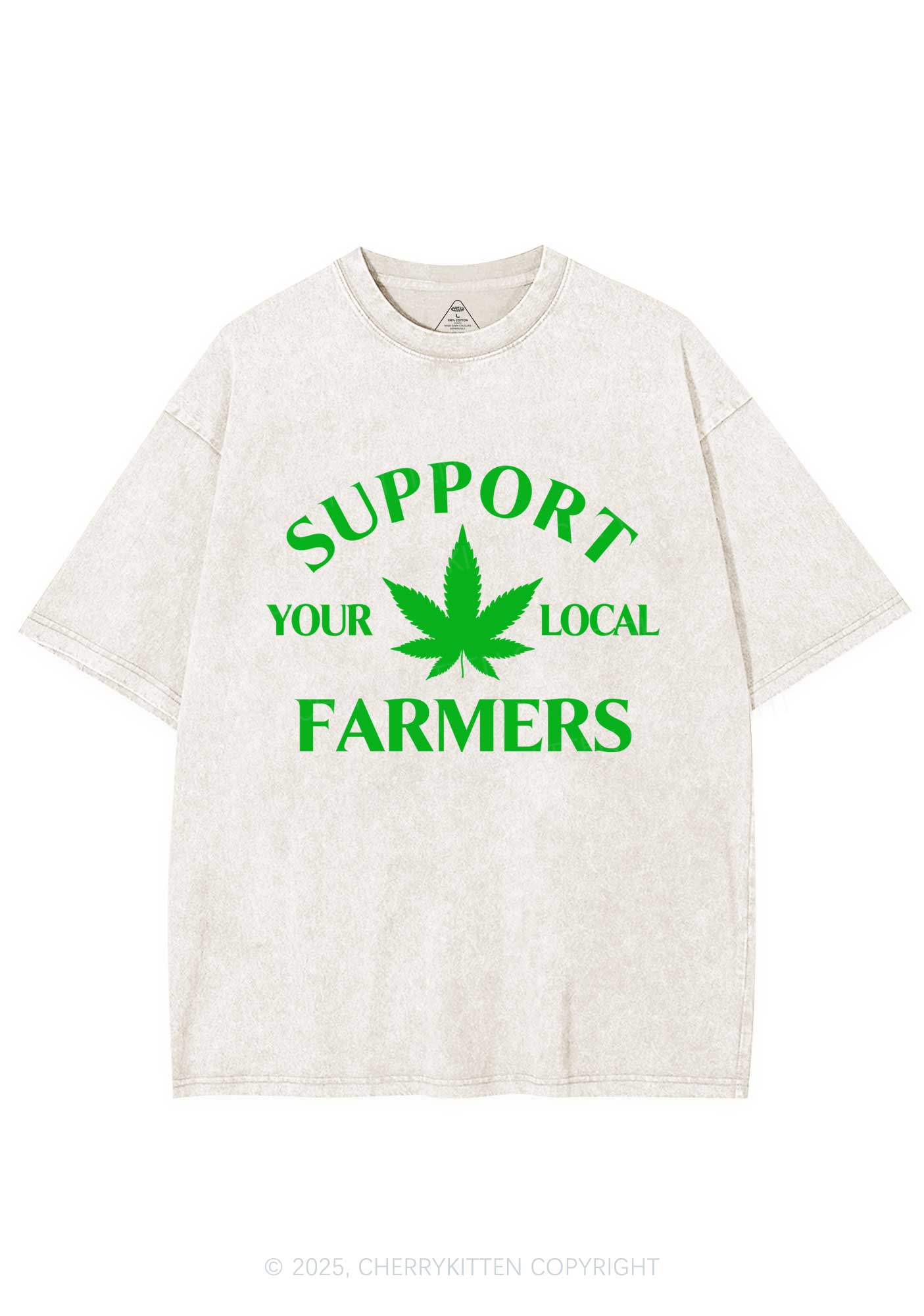 Support Your Local Farmers Y2K Shirts Washed Tee Cherrykitten - Image 3