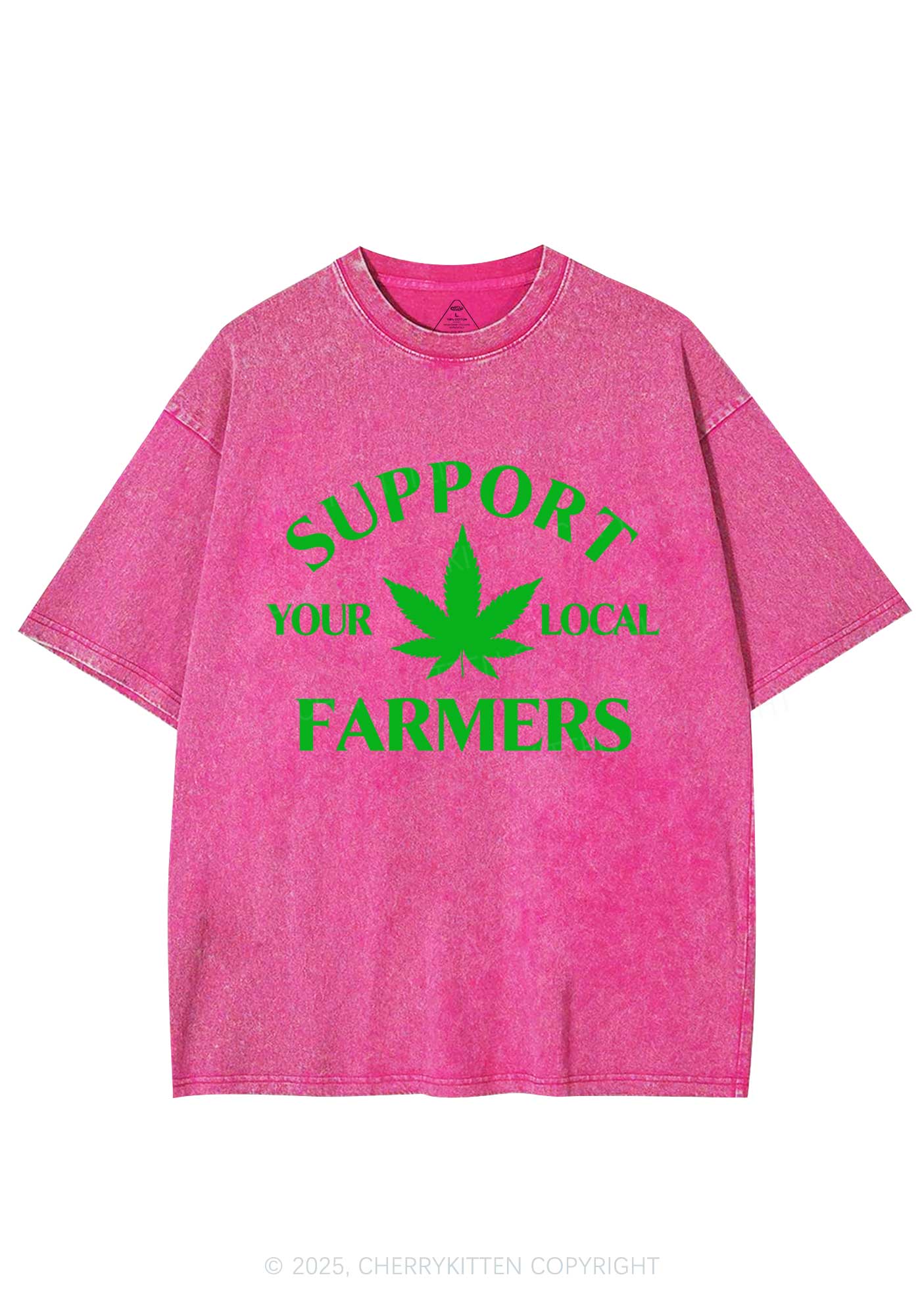 Support Your Local Farmers Y2K Shirts Washed Tee Cherrykitten - Image 4