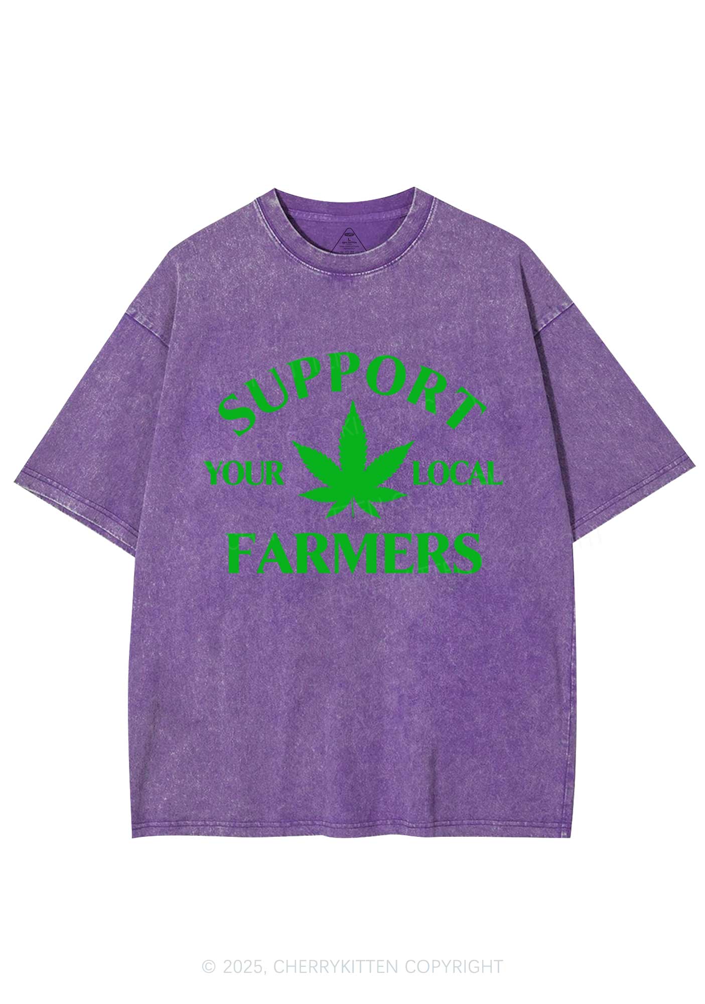 Support Your Local Farmers Y2K Shirts Washed Tee Cherrykitten - Image 5