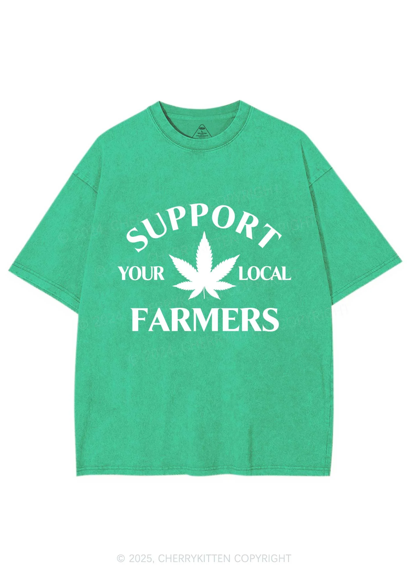 Support Your Local Farmers Y2K Shirts Washed Tee Cherrykitten - Image 6