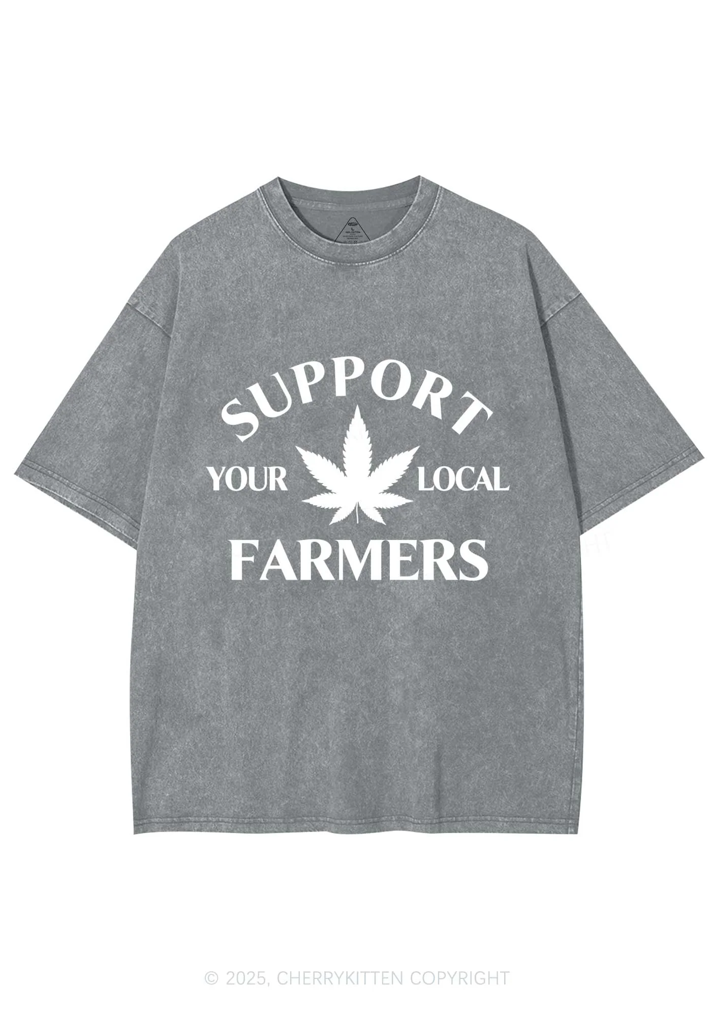 Support Your Local Farmers Y2K Shirts Washed Tee Cherrykitten - Image 7