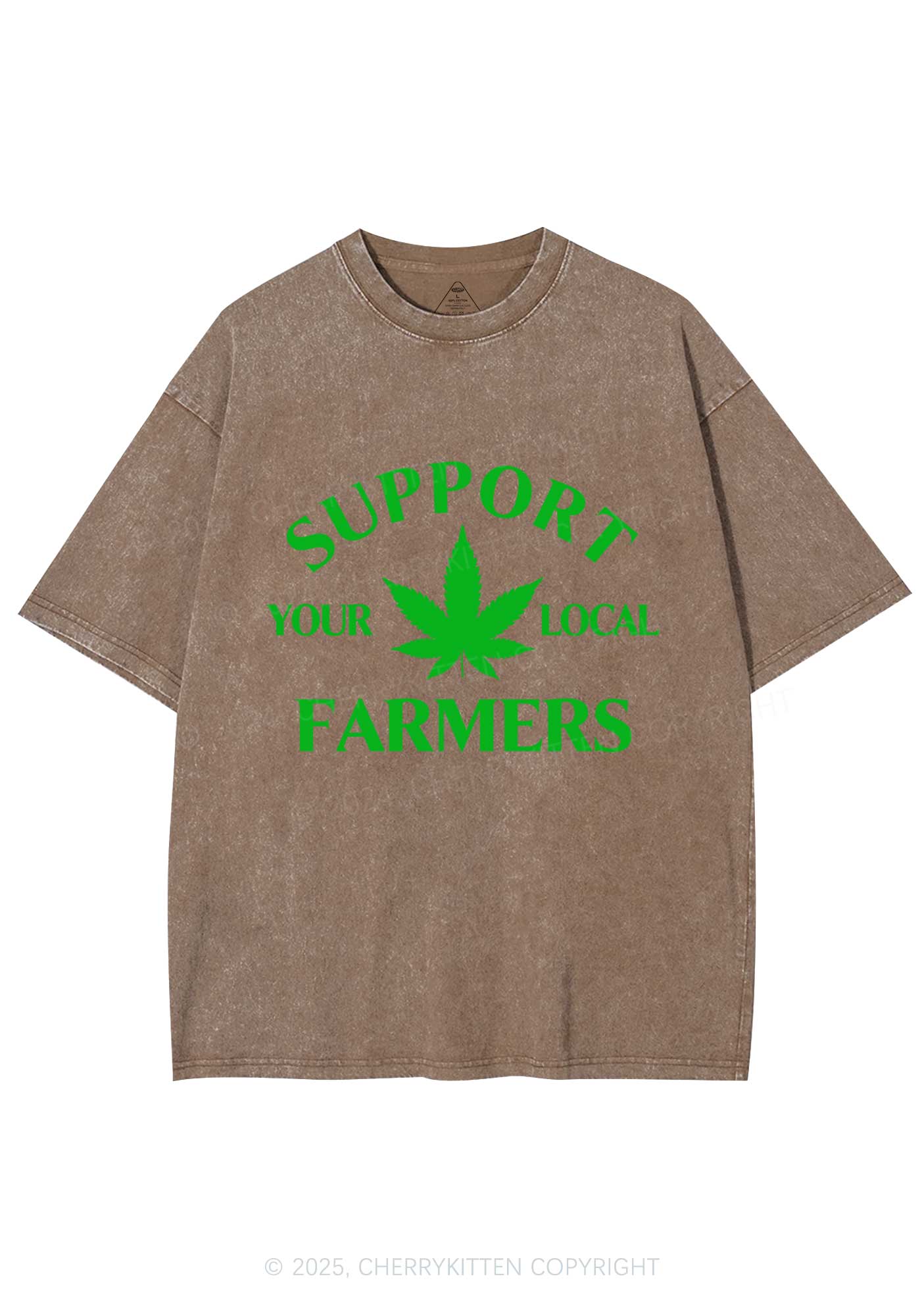 Support Your Local Farmers Y2K Shirts Washed Tee Cherrykitten - Image 8