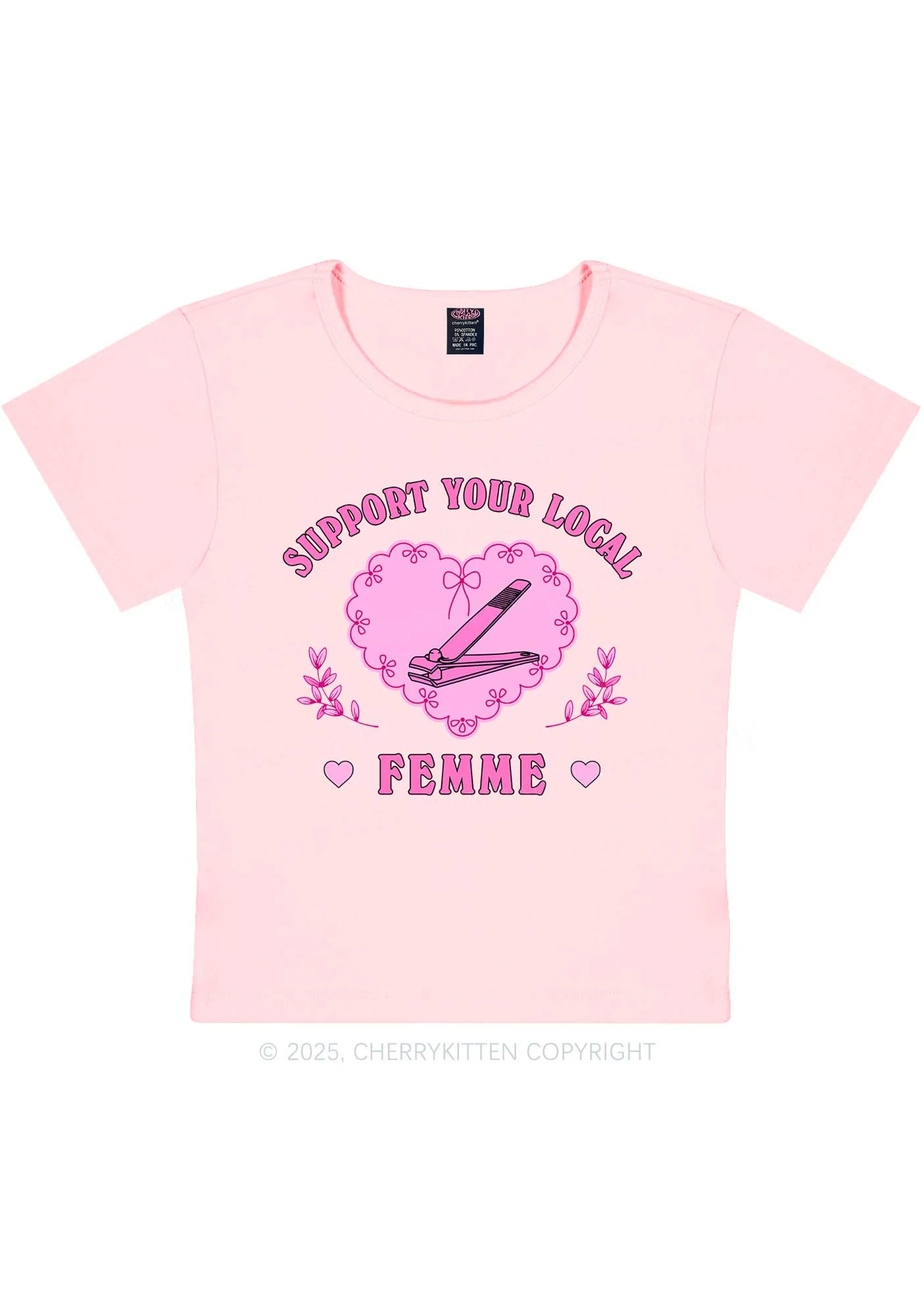 Support Your Local Femme Y2K Baby Tee Cherrykitten - Image 10